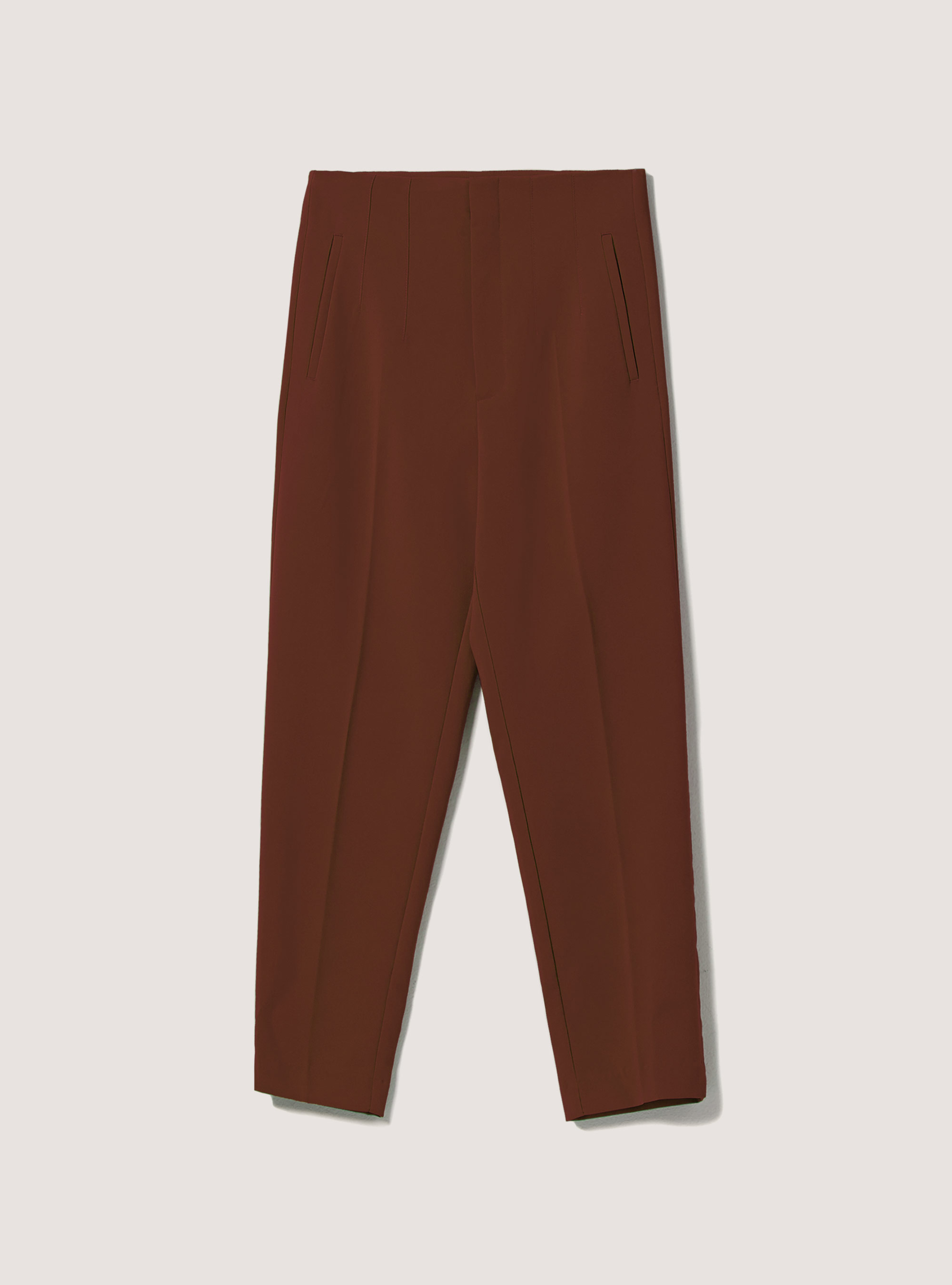 Pantalones de color liso con pinzas, BR2 BROWN MEDIUM