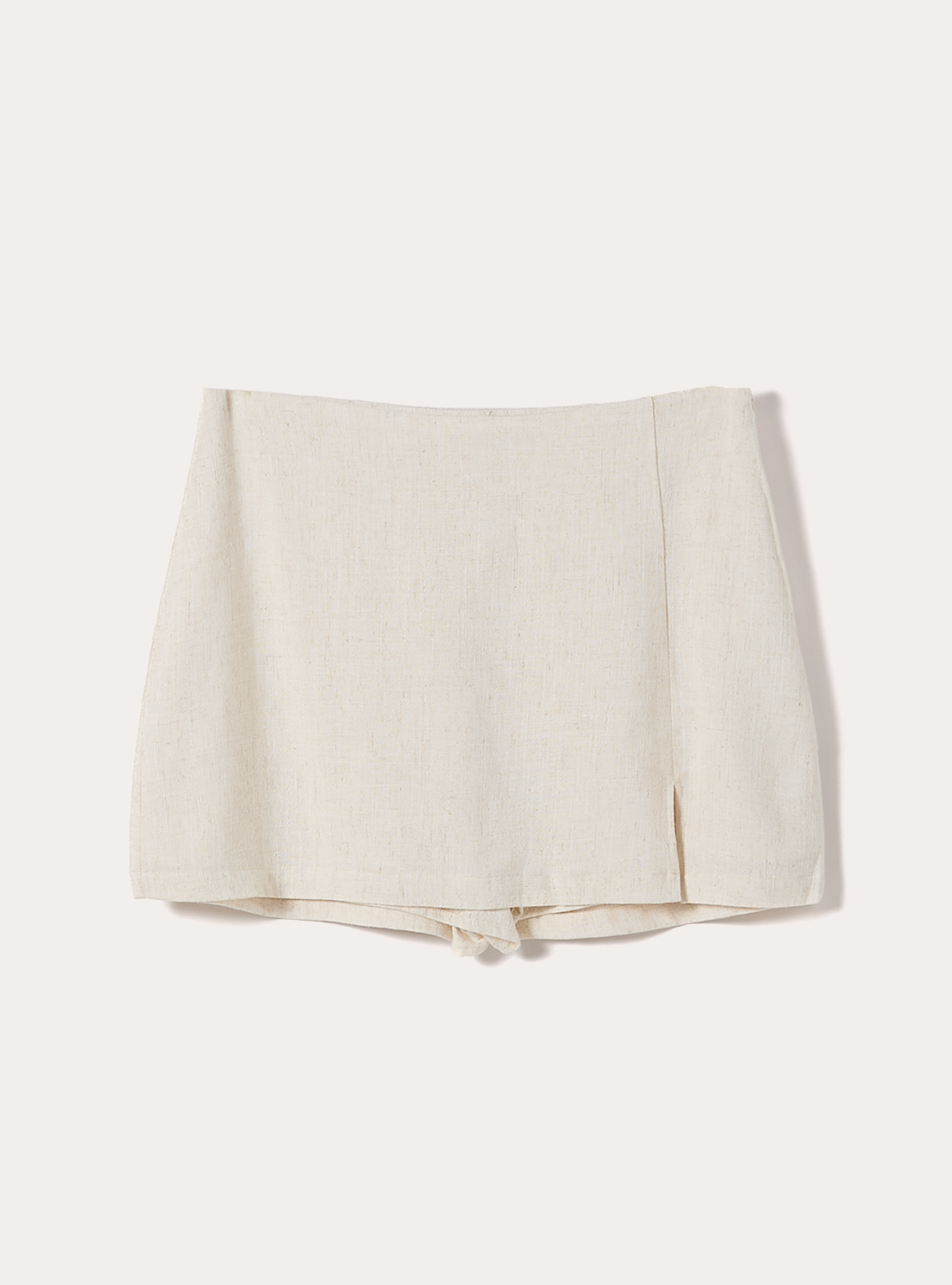 Skort in misto lino, MBG3 BEIGE MEL LIGHT