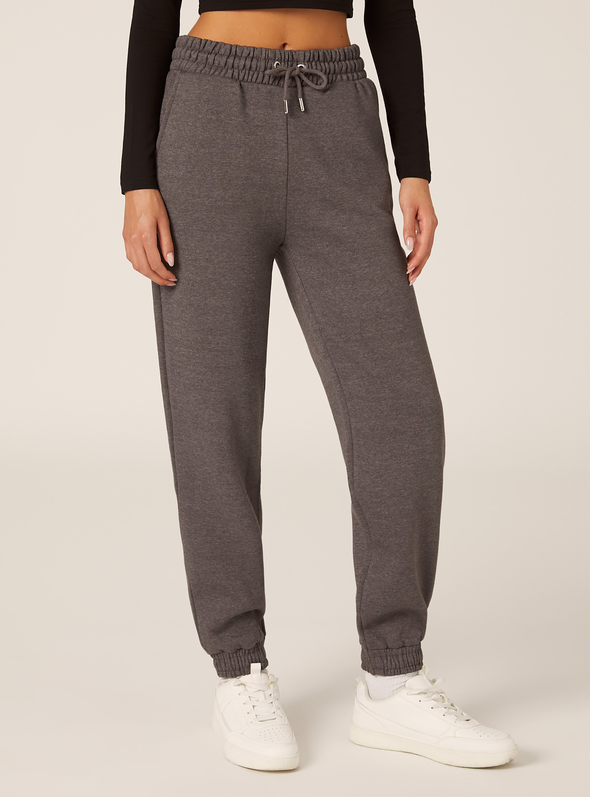 Pantalones jogger de felpa, MGY1 GREY MEL DARK