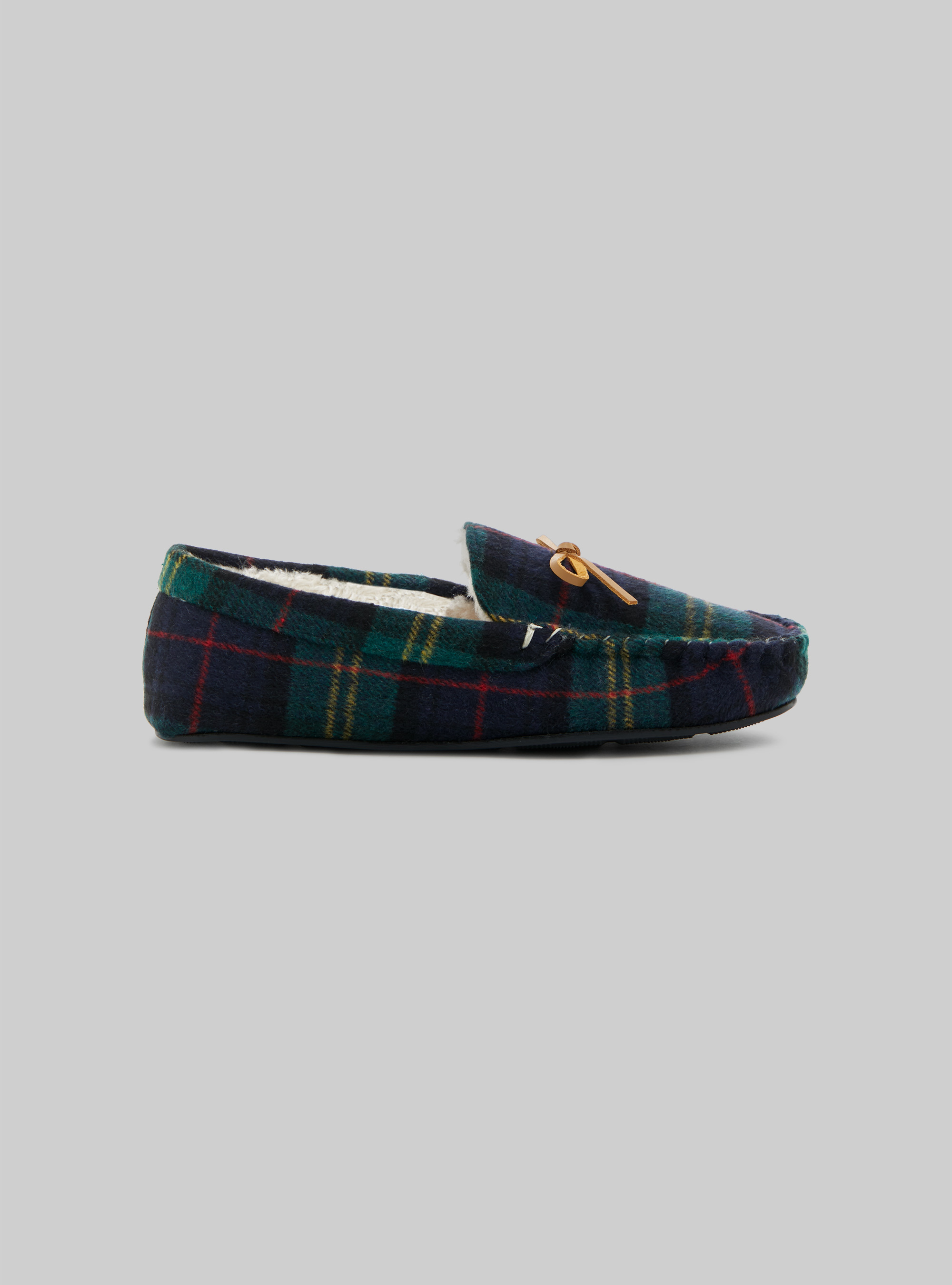 Loafer slippers in tartan, CHECK GREEN