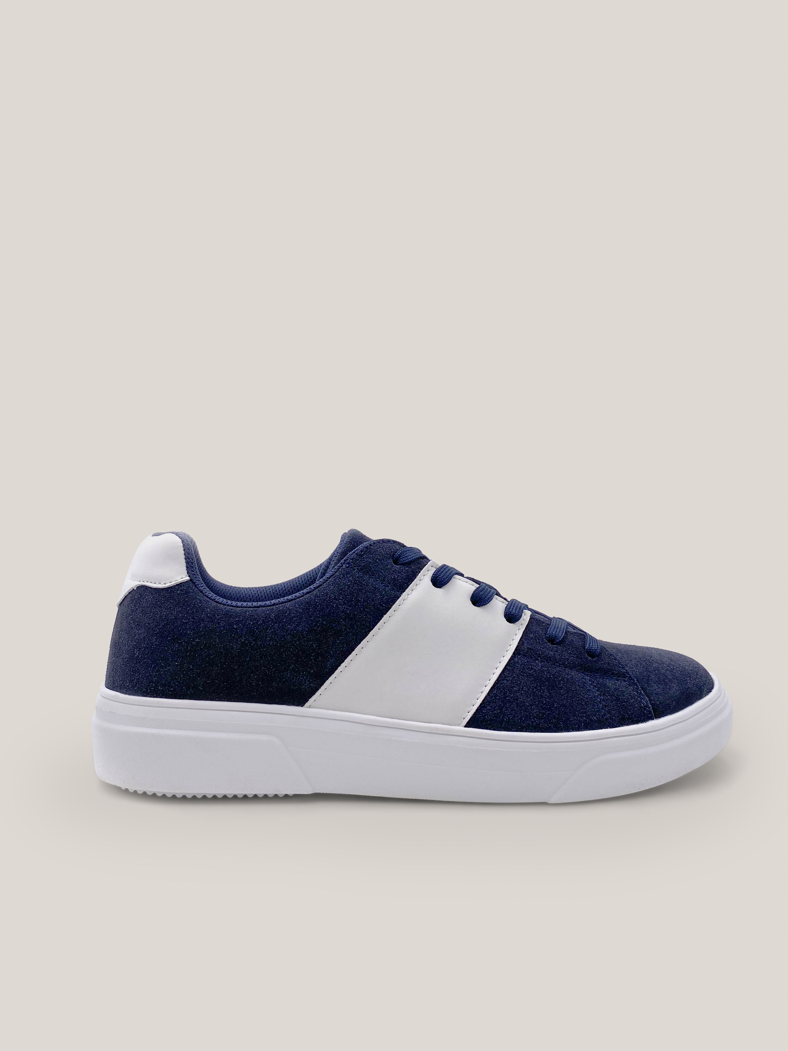 Sneakers de gamuza genuinas con bandas laterales, AZUL