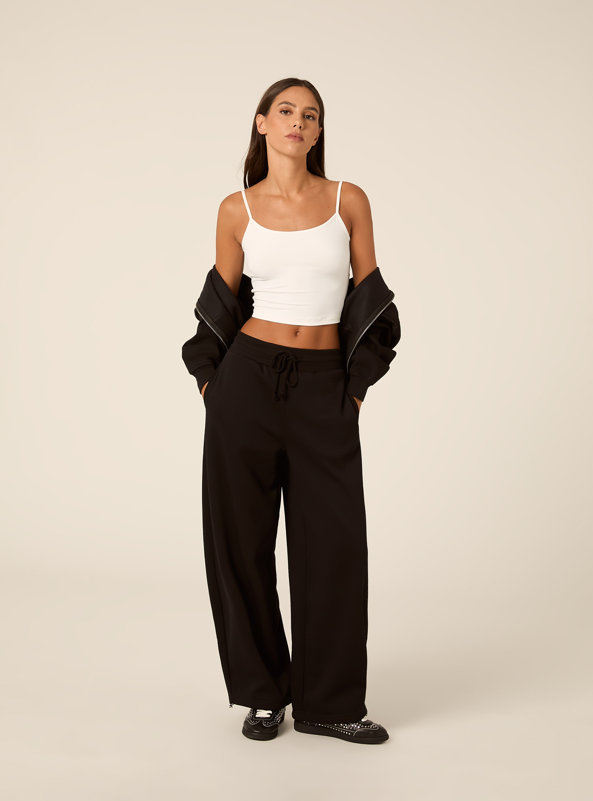 Pantaloni jogger in felpa barrel, BK1 BLACK