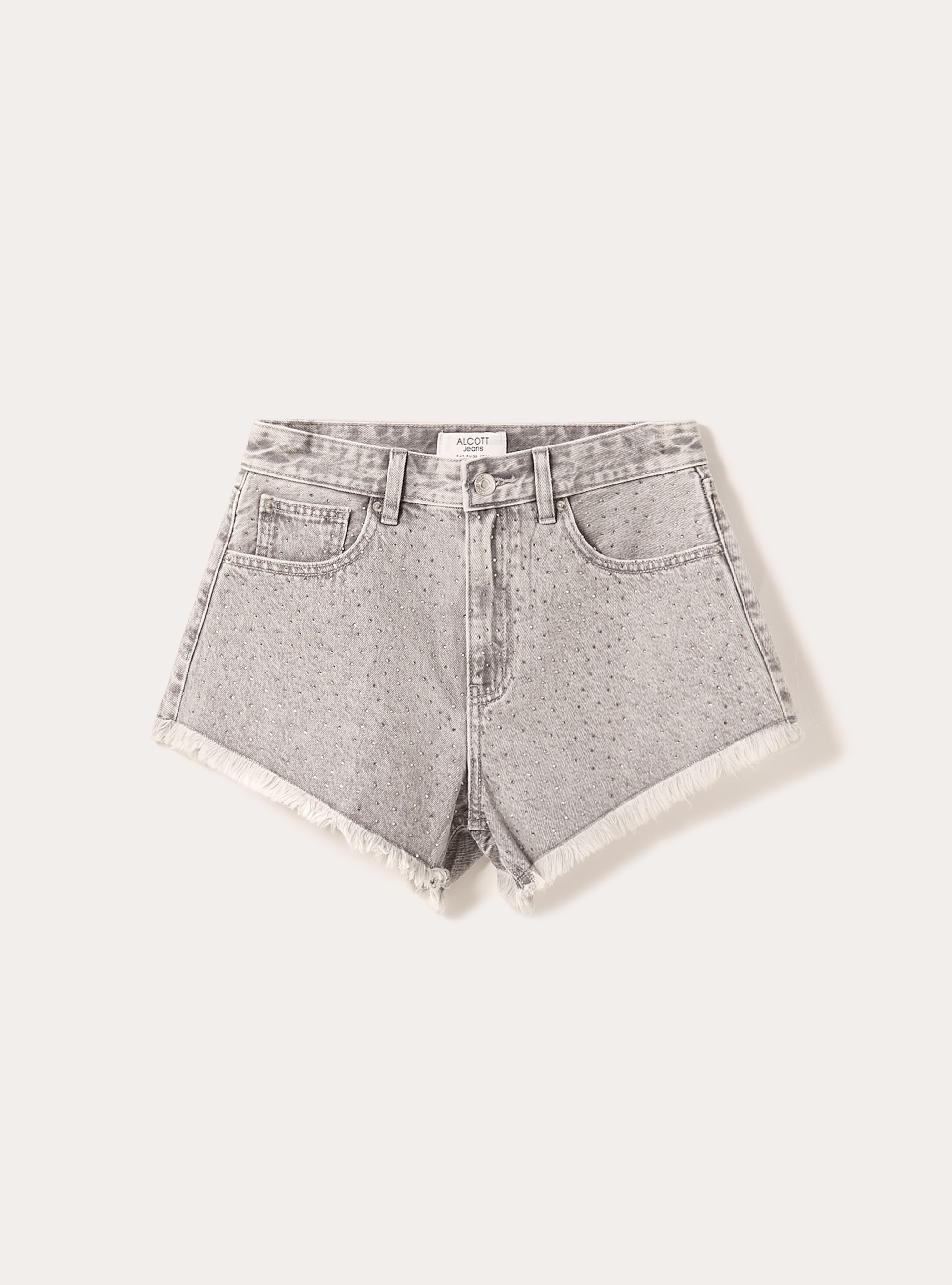 Shorts in denim con strass, D00G GREY