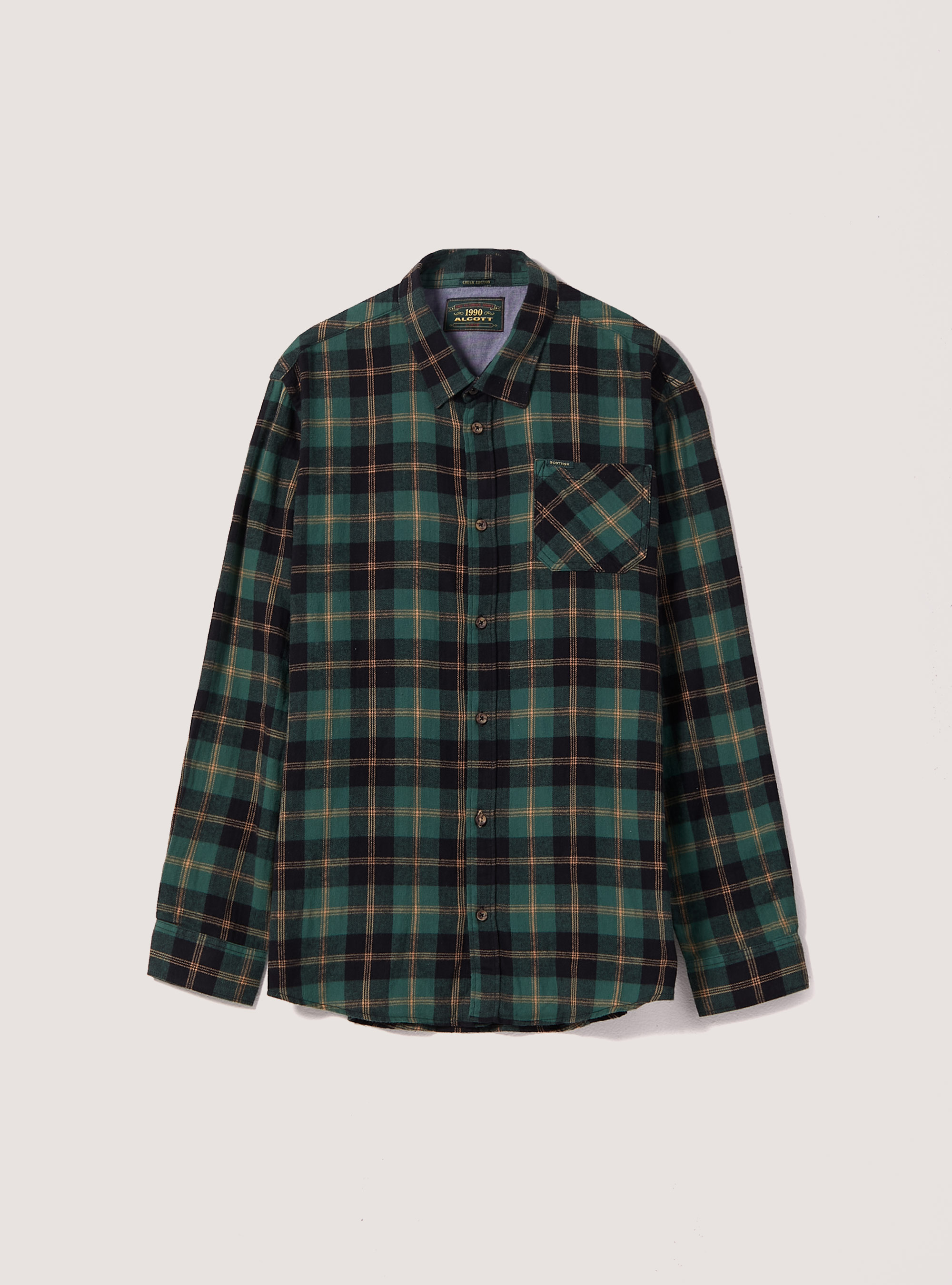 Checked Flannel Shirt, GN2 GREEN MEDIUM