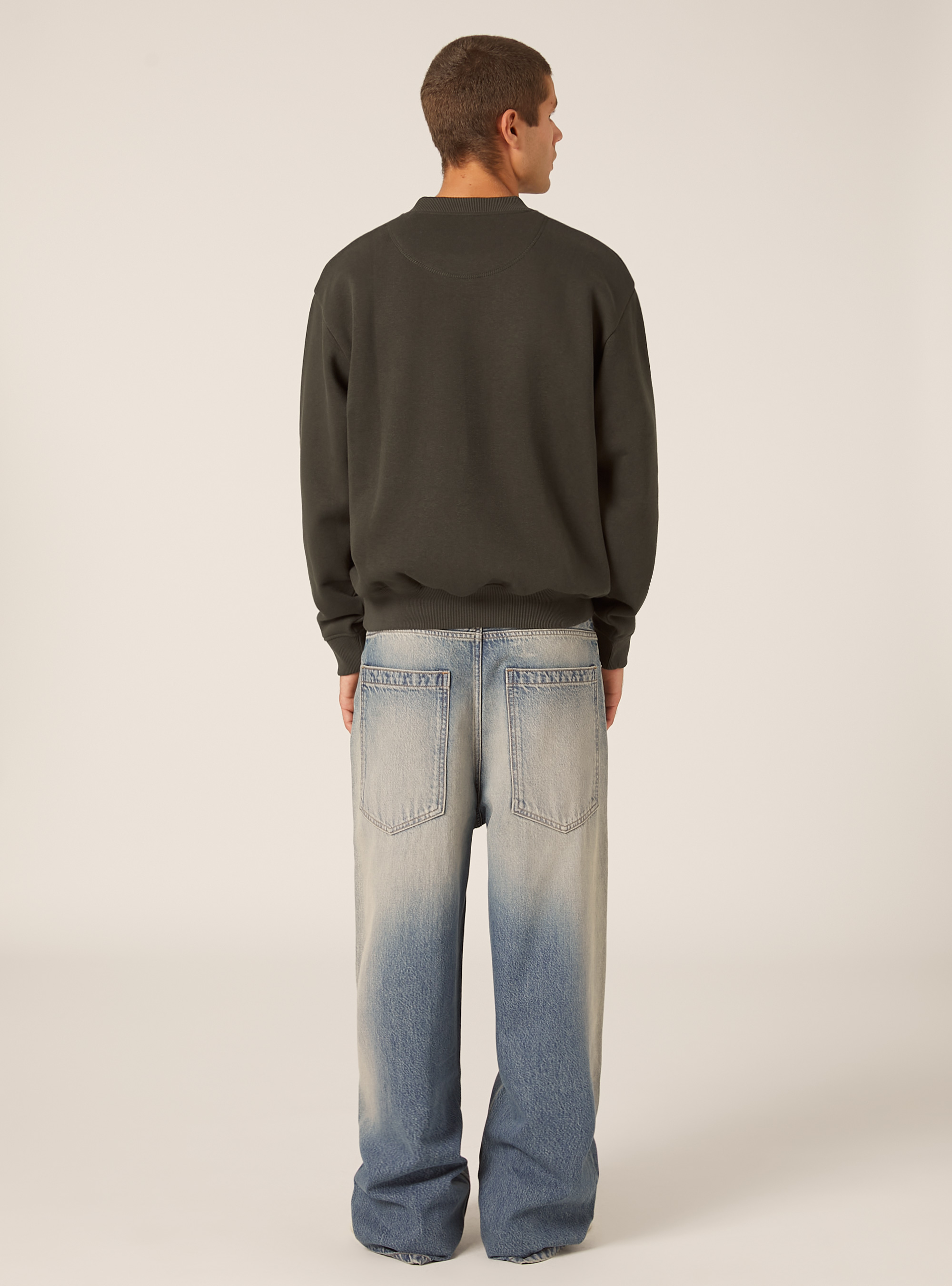 Boxy fit crew neck sweatshirt, KY1 KAKY DARK