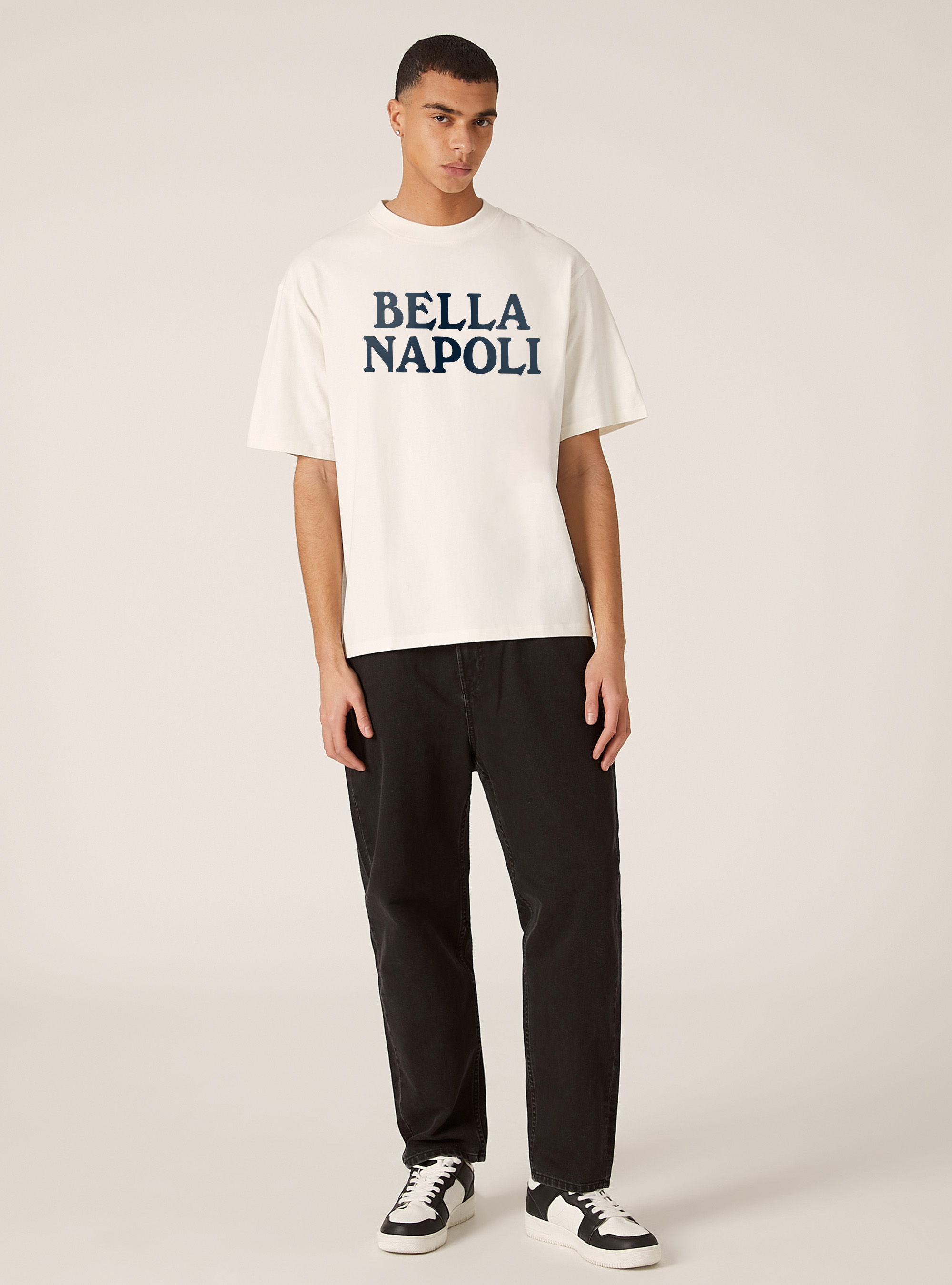 T-shirt &agrave; coupe large avec imprim&eacute; Bella Napoli, WH2 WHITE