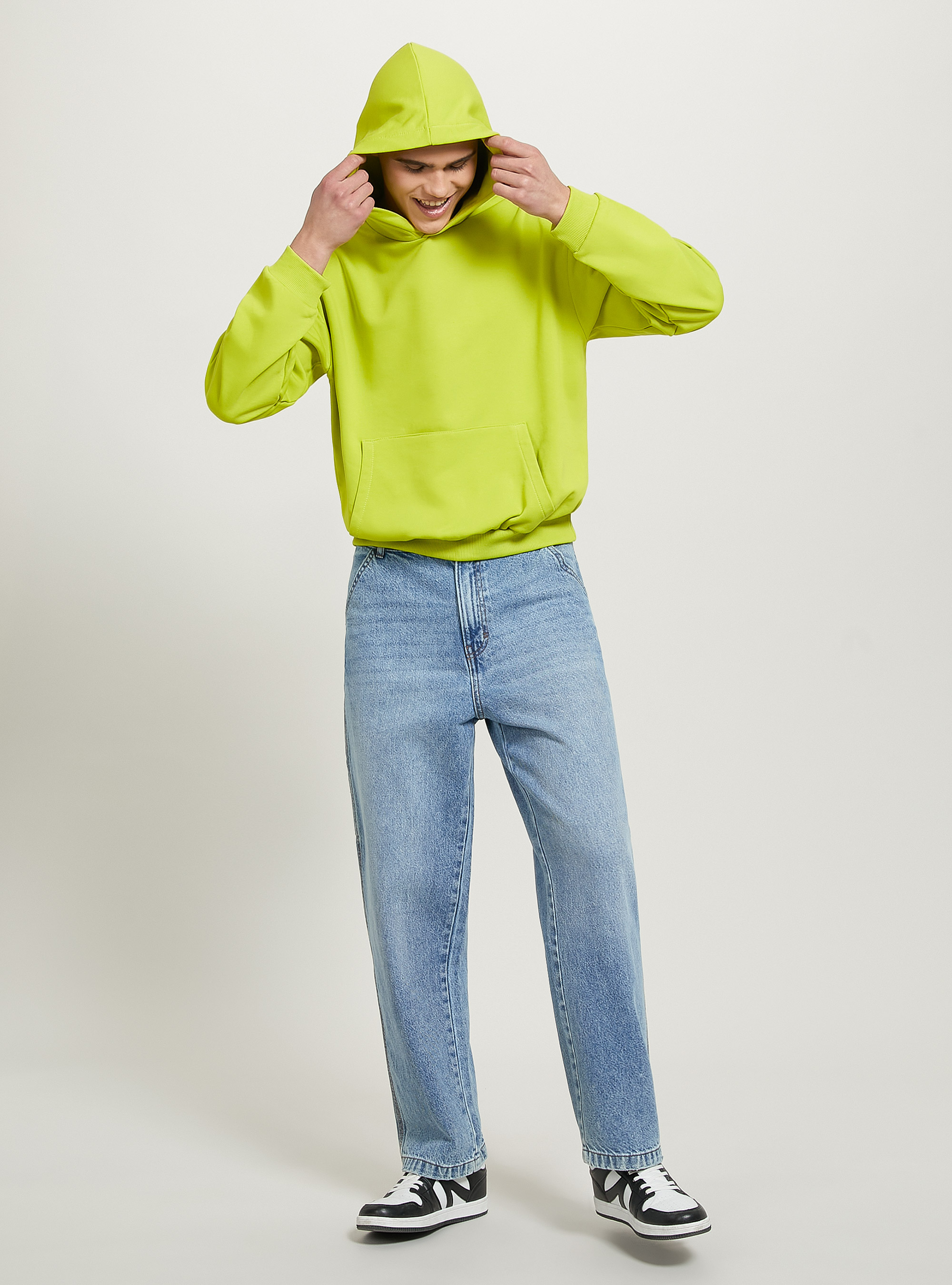 Felpa boxy fit con cappuccio, LI3 LIME LIGHT