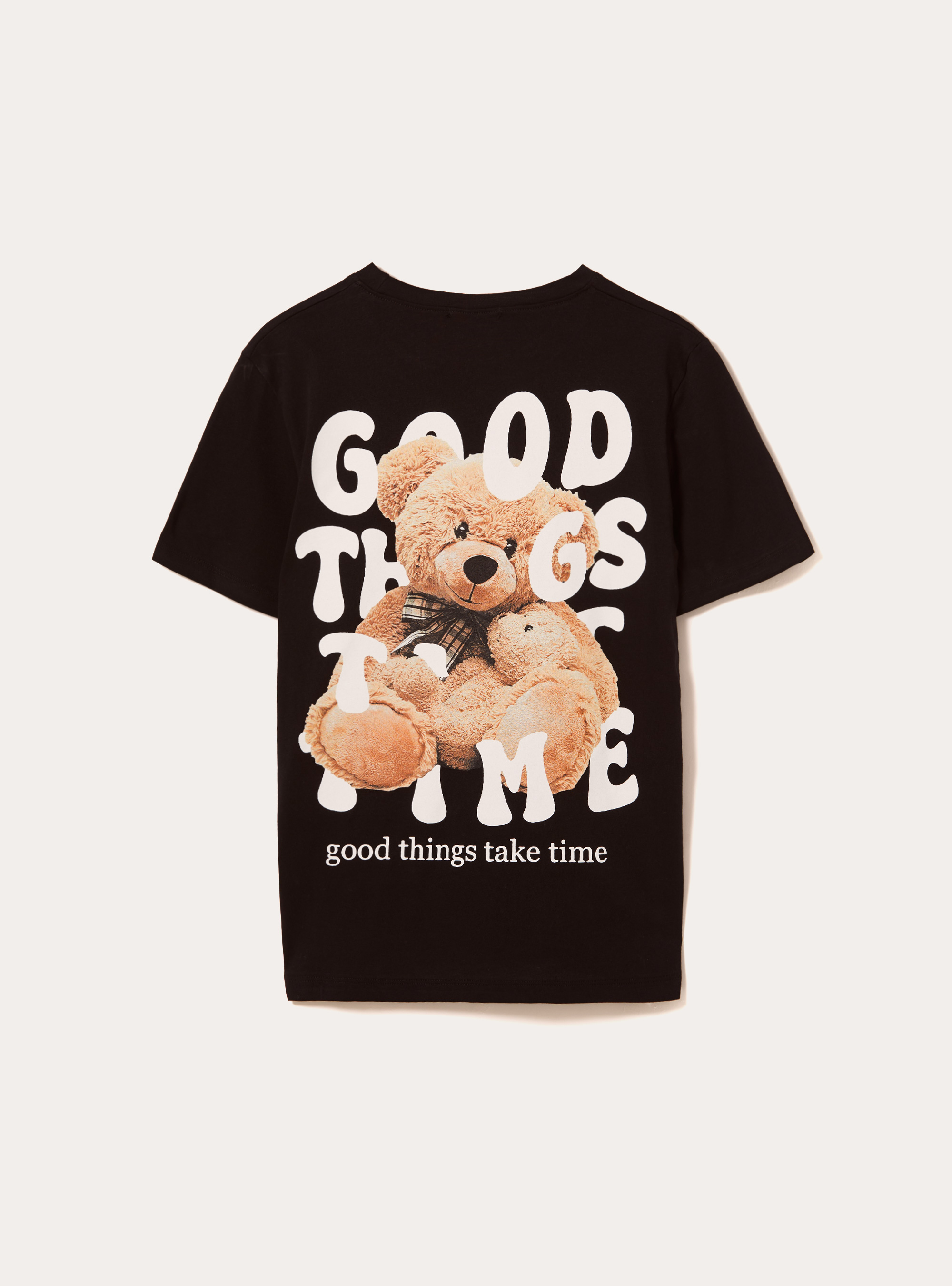 T-Shirt mit Teddy-Print, BK1 BLACK