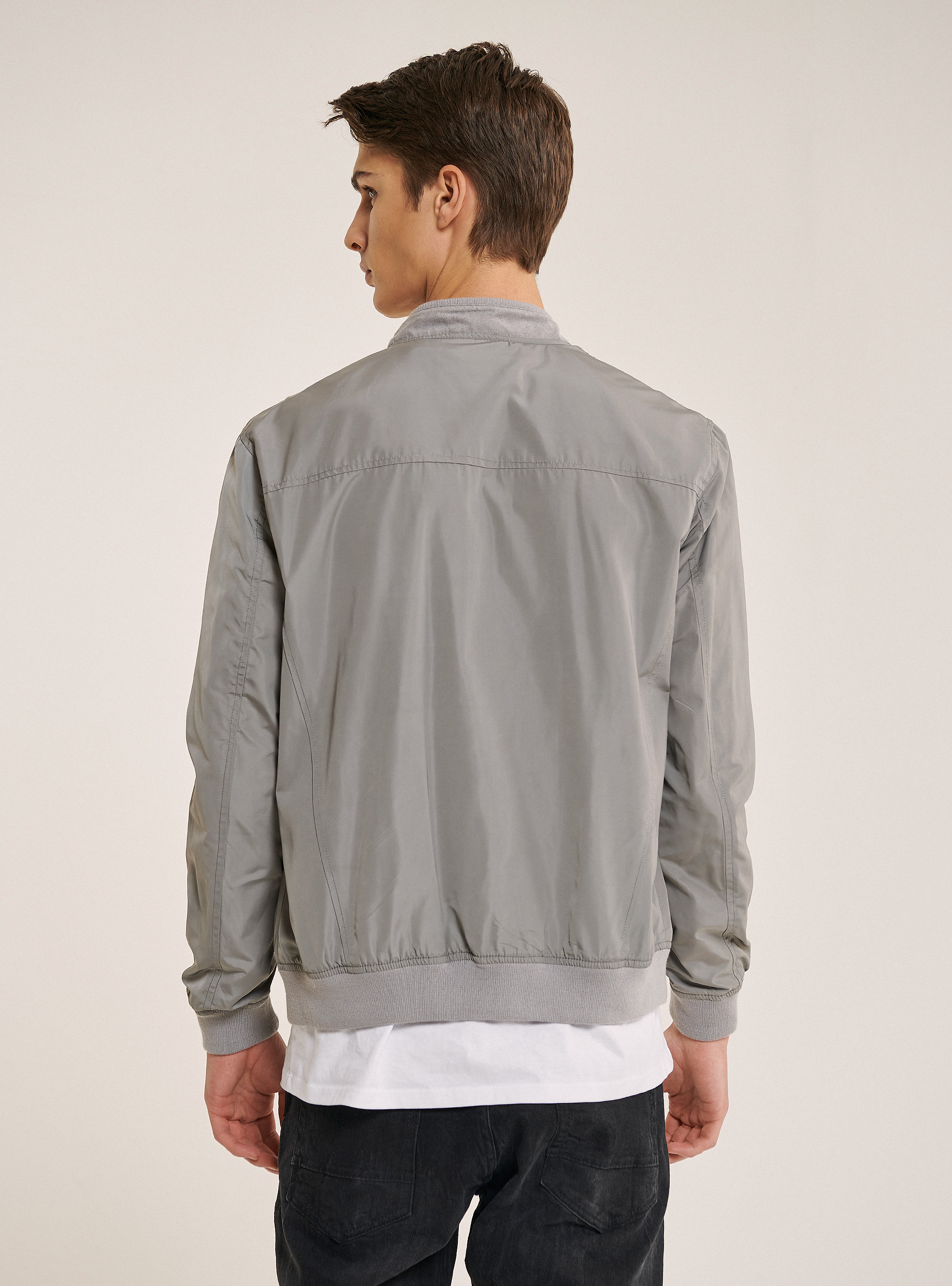 Zipped jacket in solid color, C161 GREY