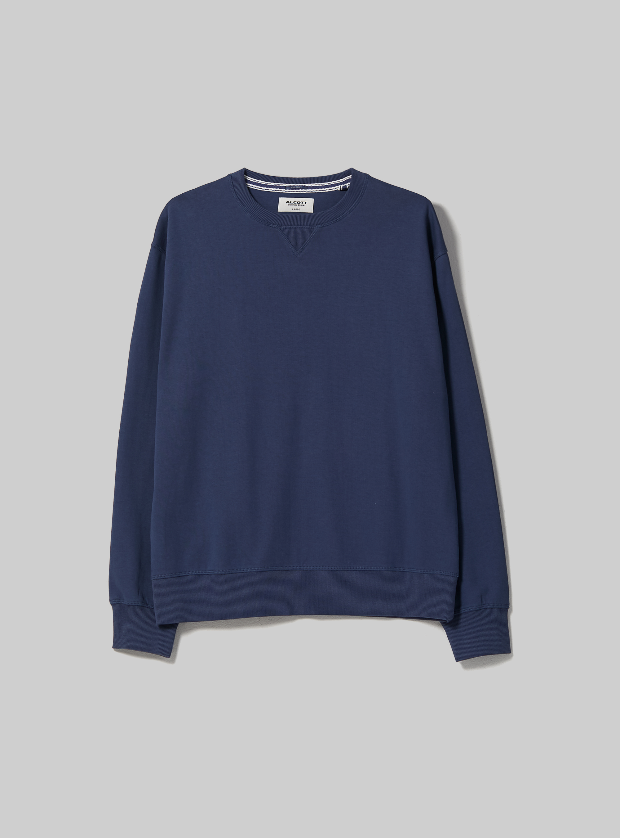 Plain-coloured crew-neck sweatshirt, BL2 BLUE MEDIUM