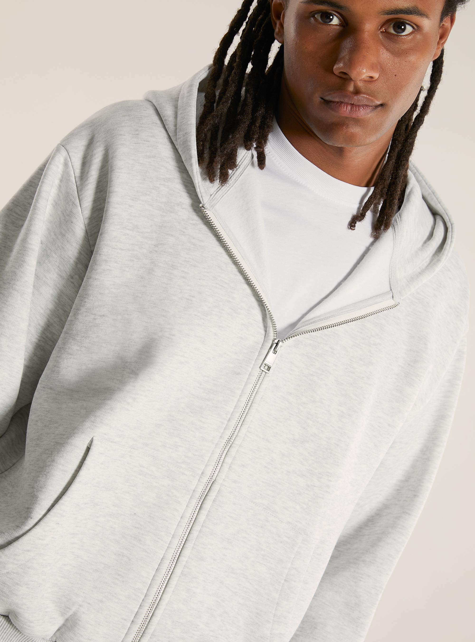 Boxy fit hoodie, MGY3 GREY MEL LIGHT
