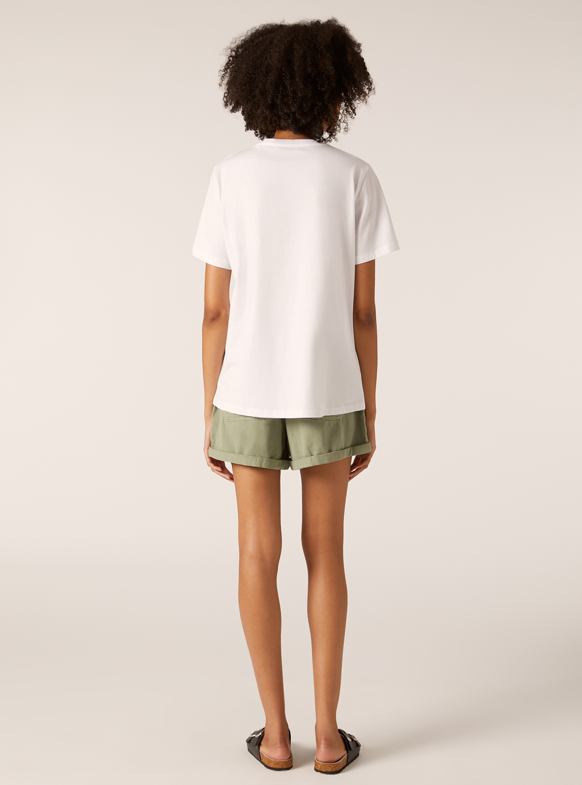 Metallic print t-shirt, WH3 WHITE