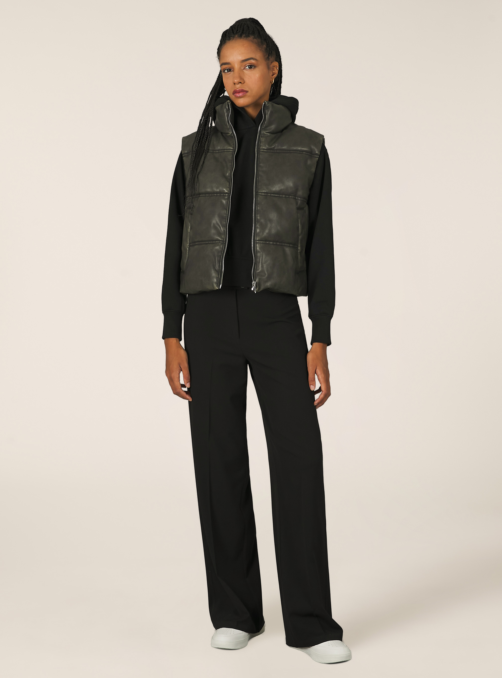 Leather-effect sleeveless jacket with recycled padding, BR2 BROWN MEDIUM