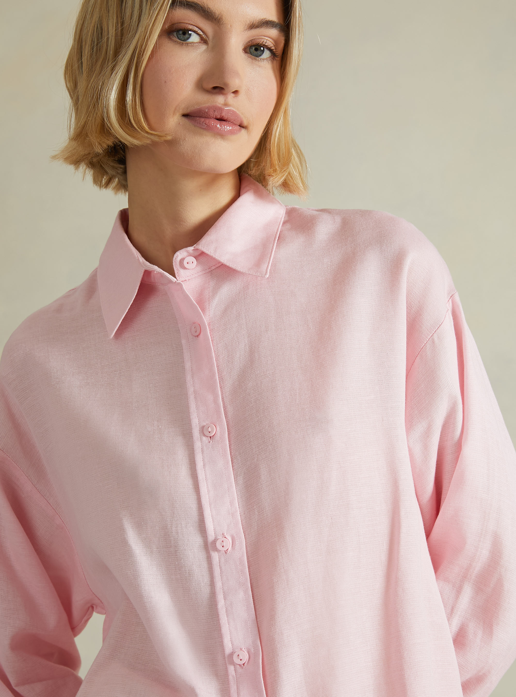 Chemise en lin coupe confort, PK2 PINK MEDIUM