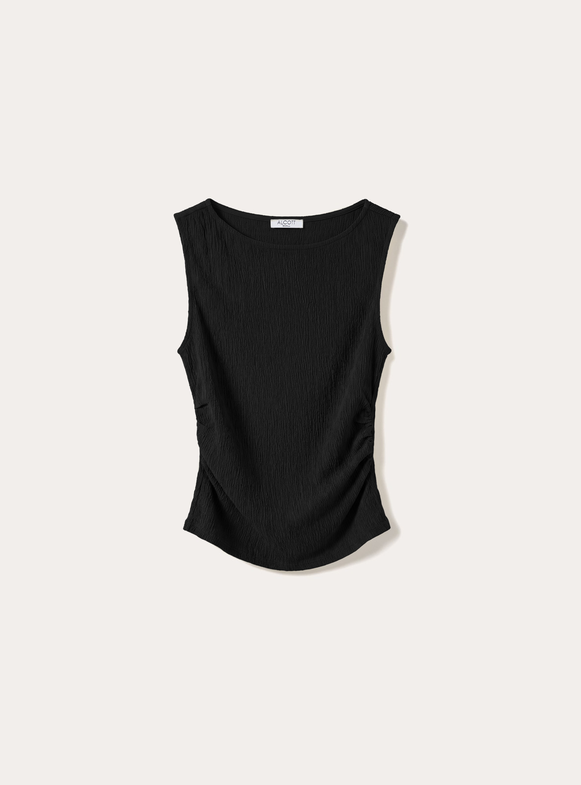 T-shirt maniche ad alette texturizzata, BK1 BLACK