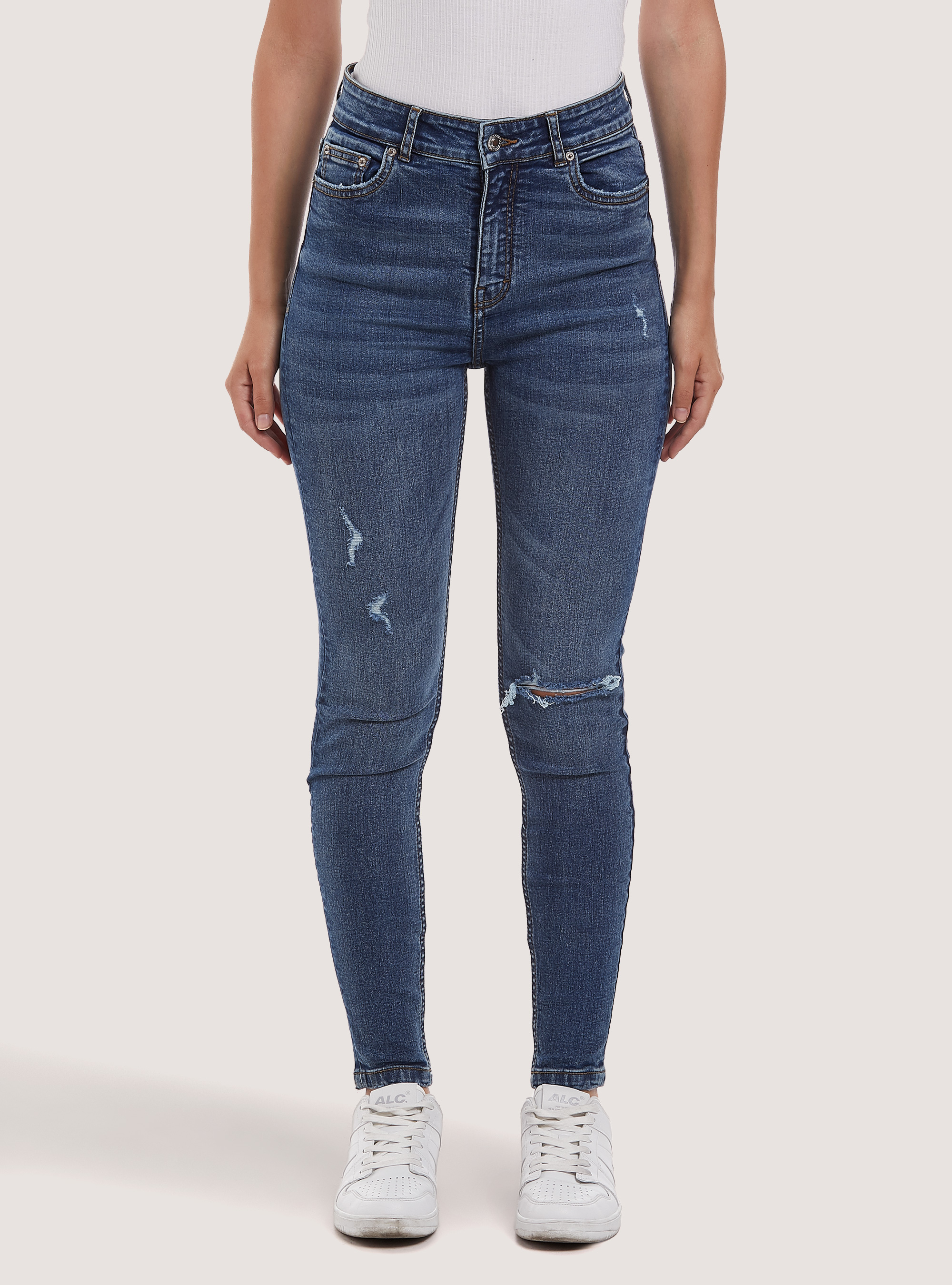 Skinny super high waist jeans, D003 MEDIUM BLUE