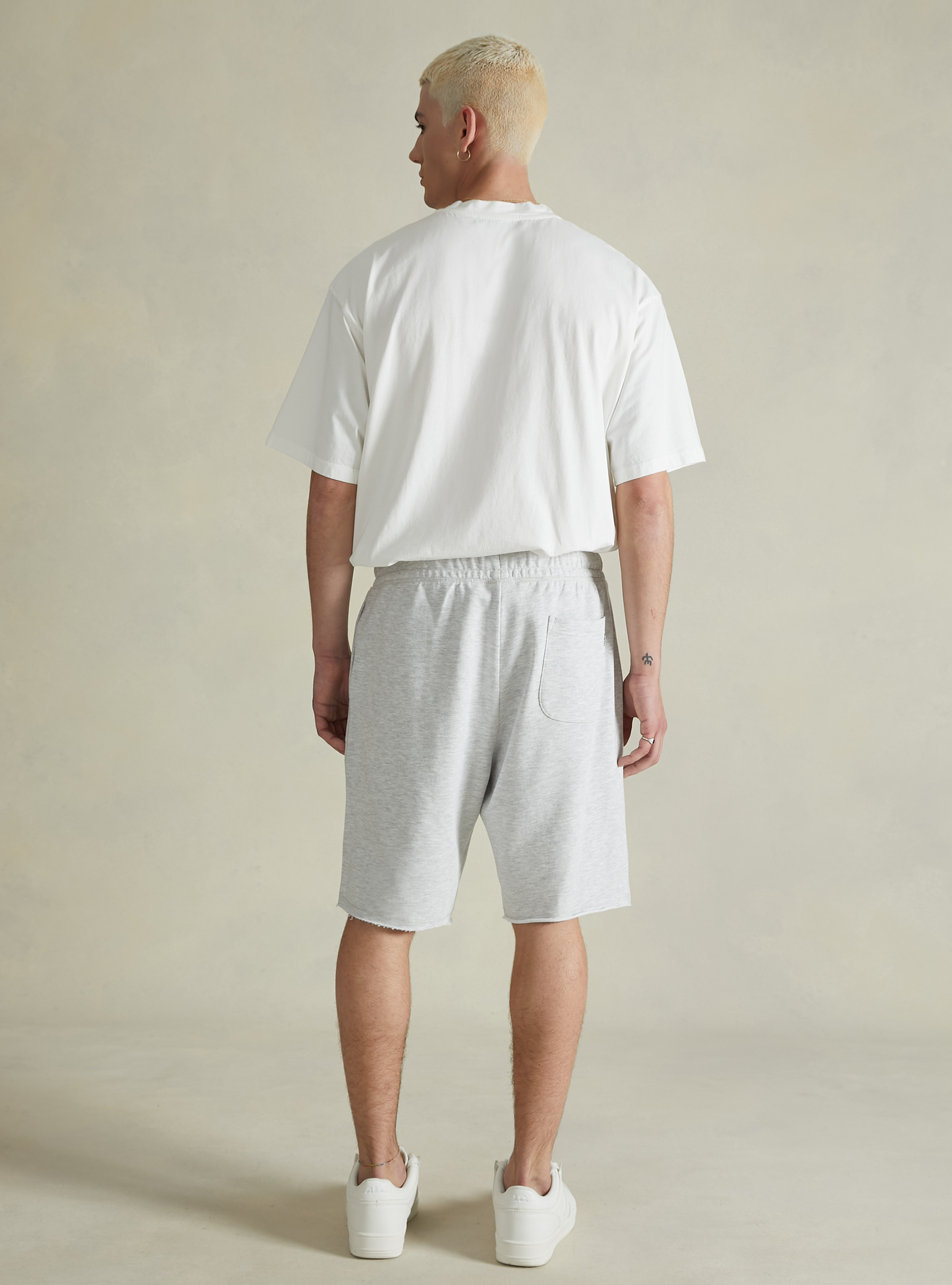 Cotton jogger bermuda shorts, MGY3 GREY MEL LIGHT