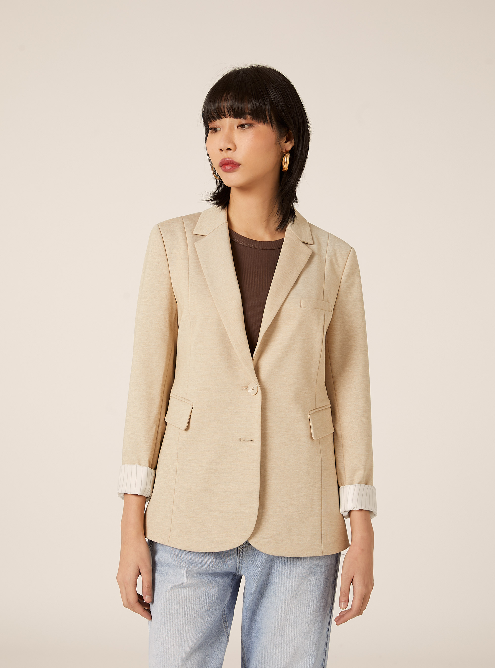 Jersey blazer, MBG2 BEIGE MEL MED