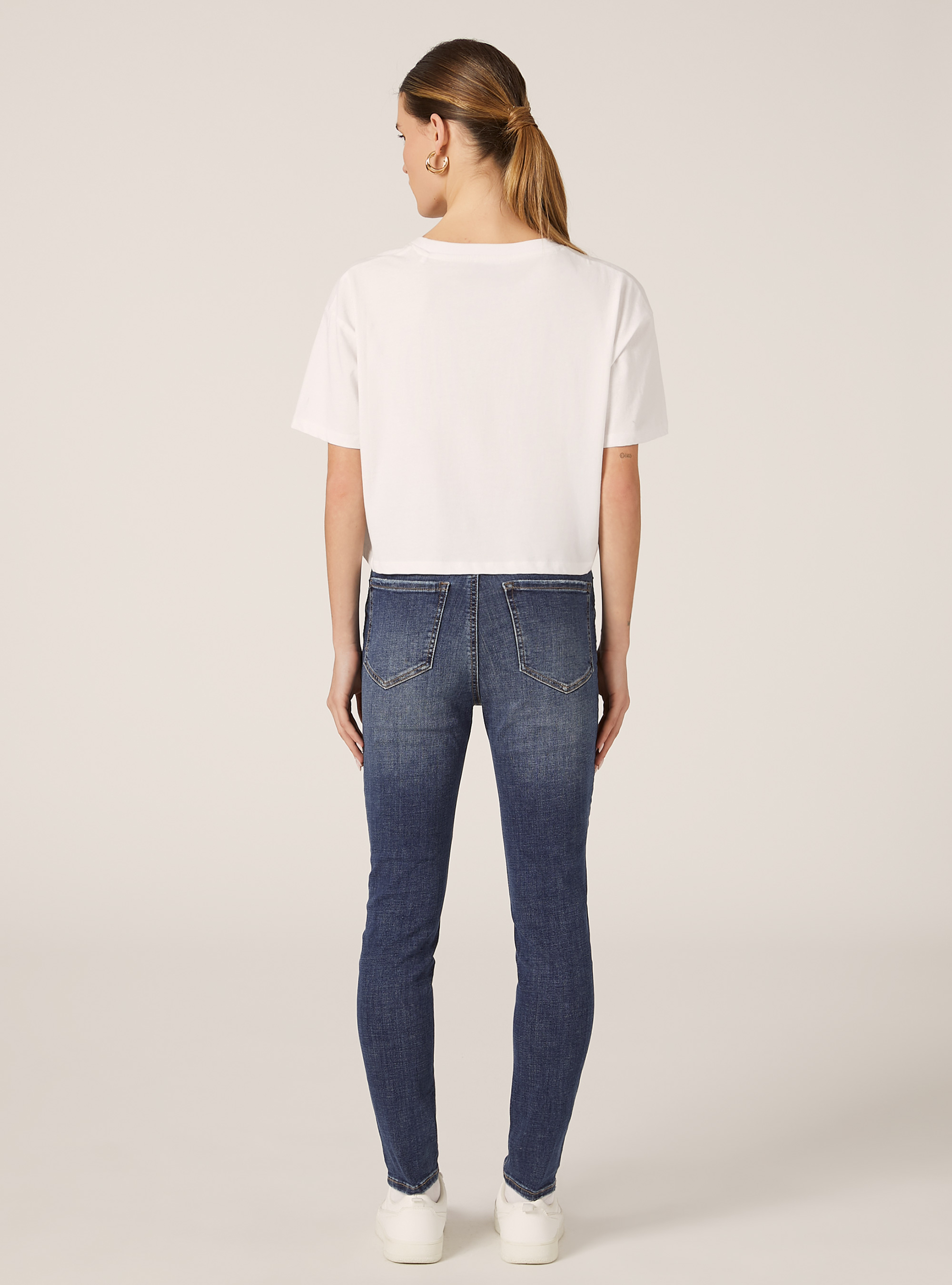 Vaqueros pitillo de cintura muy alta, D003 MEDIUM BLUE