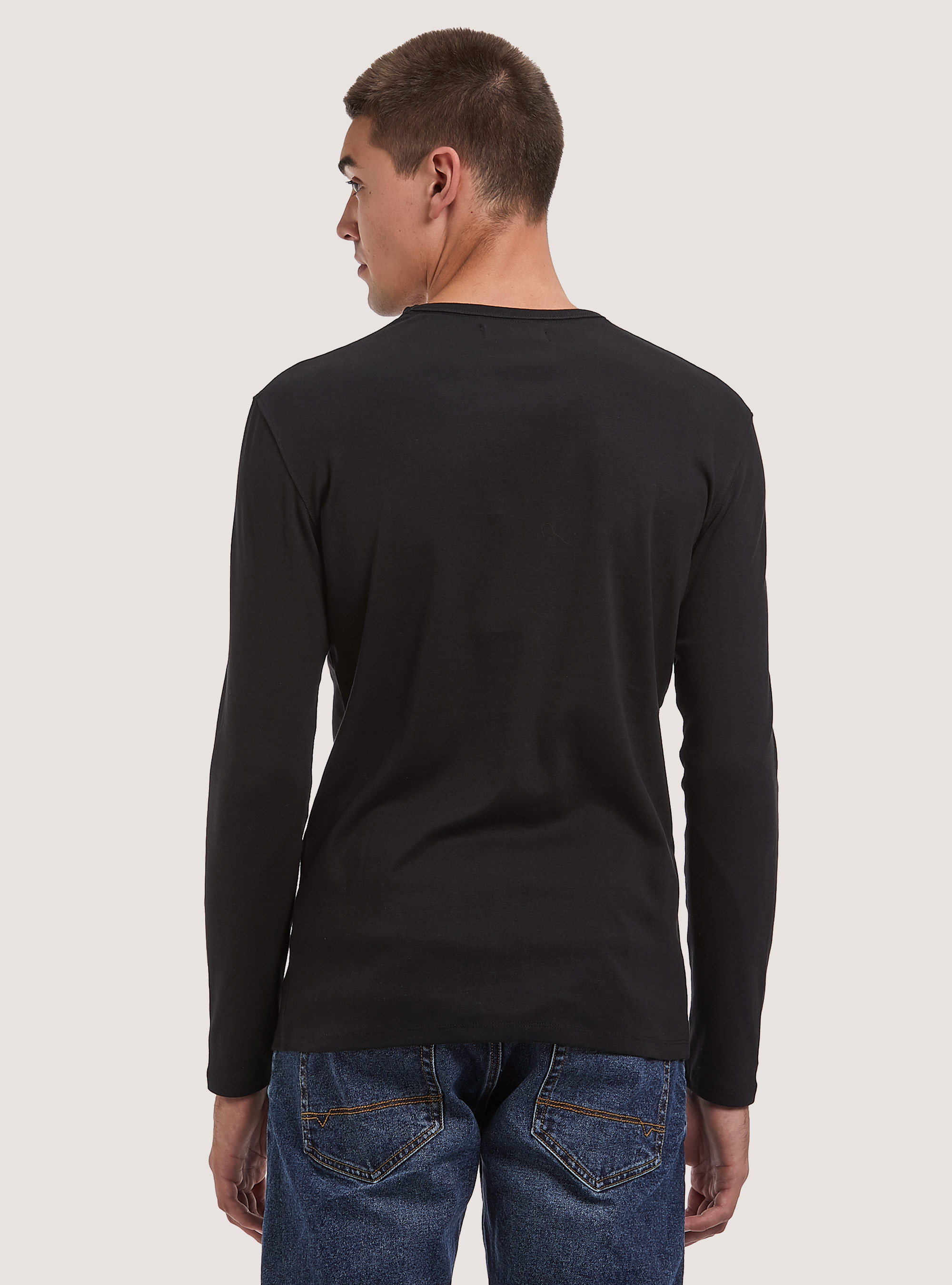 Long-sleeved cotton T-shirt, BK1 BLACK