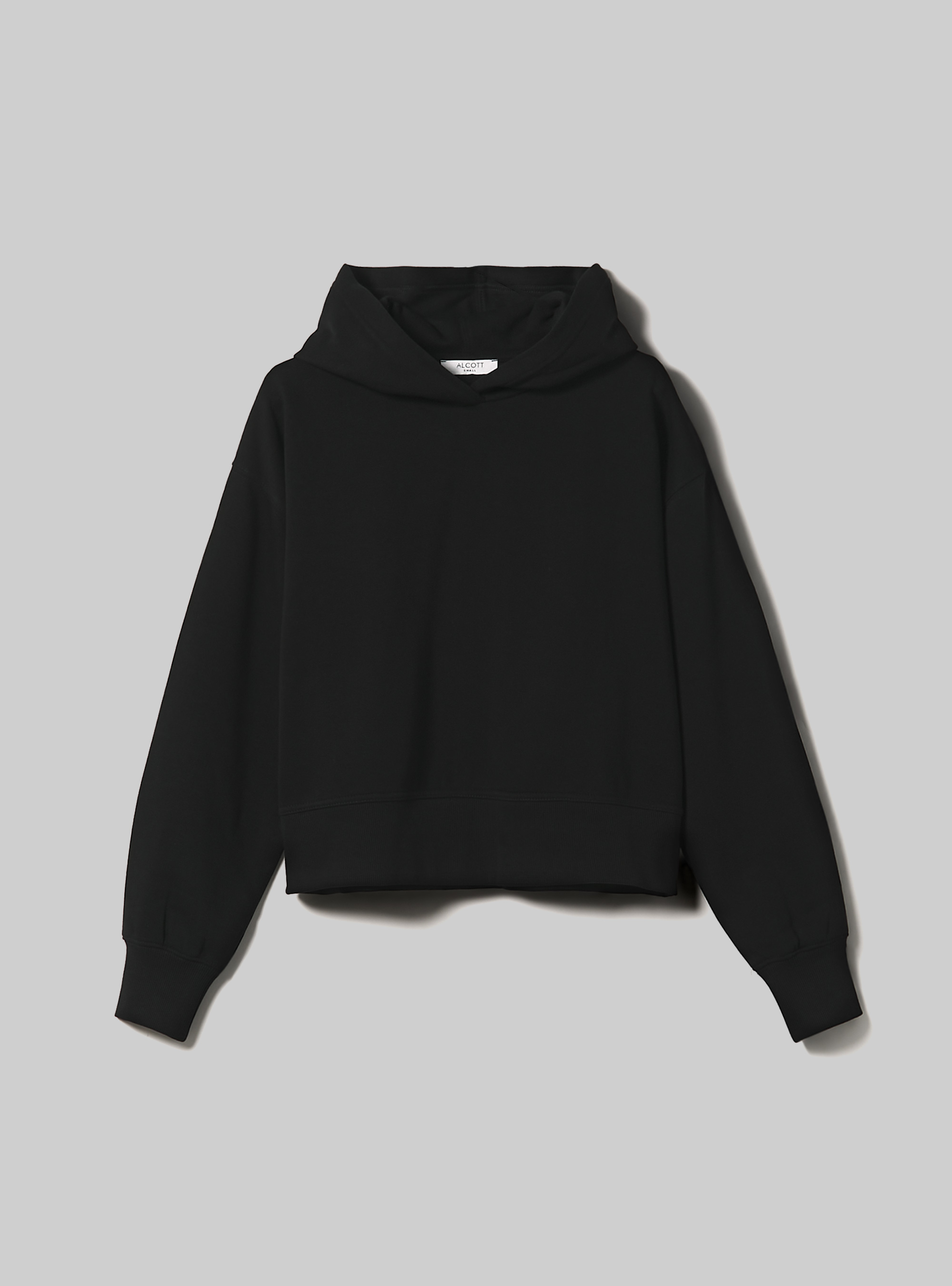 Cropped sweatshirt with comfort fit hood, BK1 BLACK