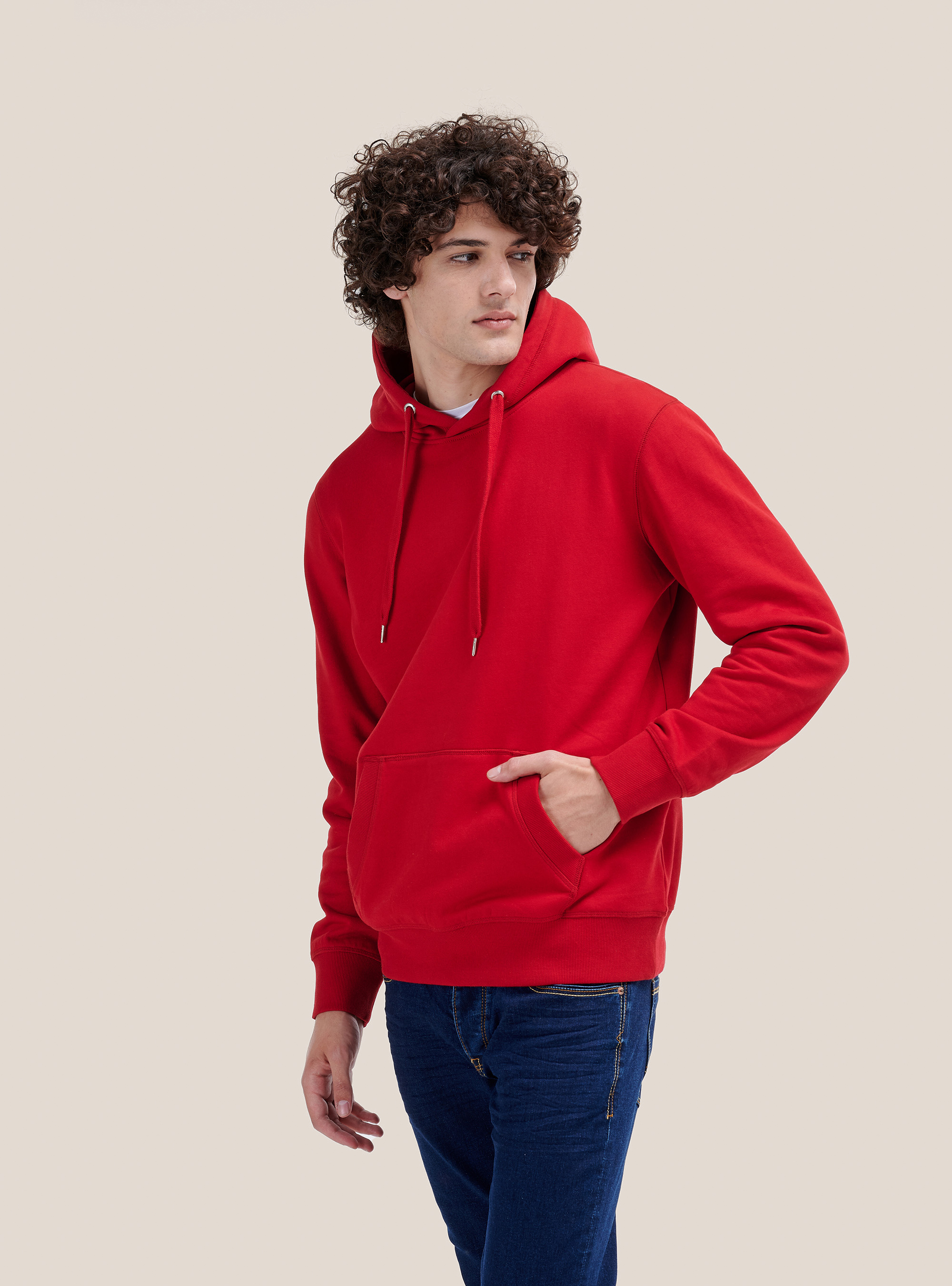 Basic hooded sweatshirt, C3402 RED