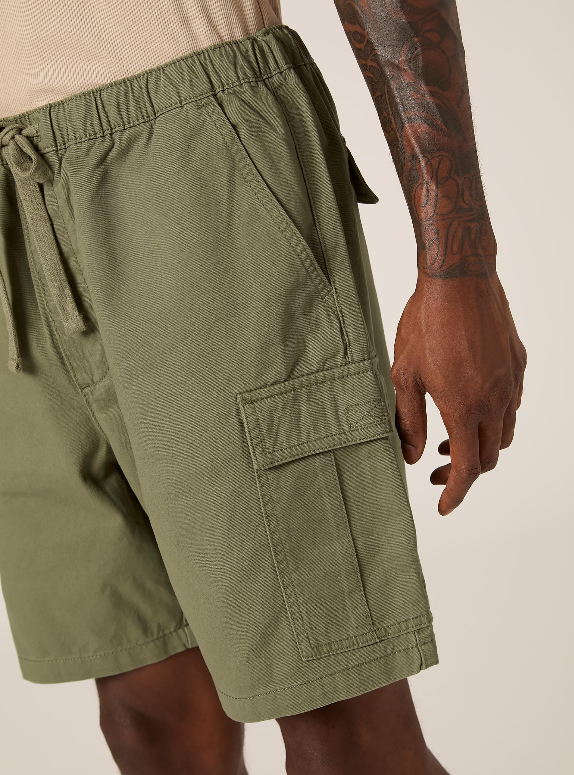 Cargo-Bermudashorts aus Twill mit Kordelzug, KY2 KAKY MEDIUM