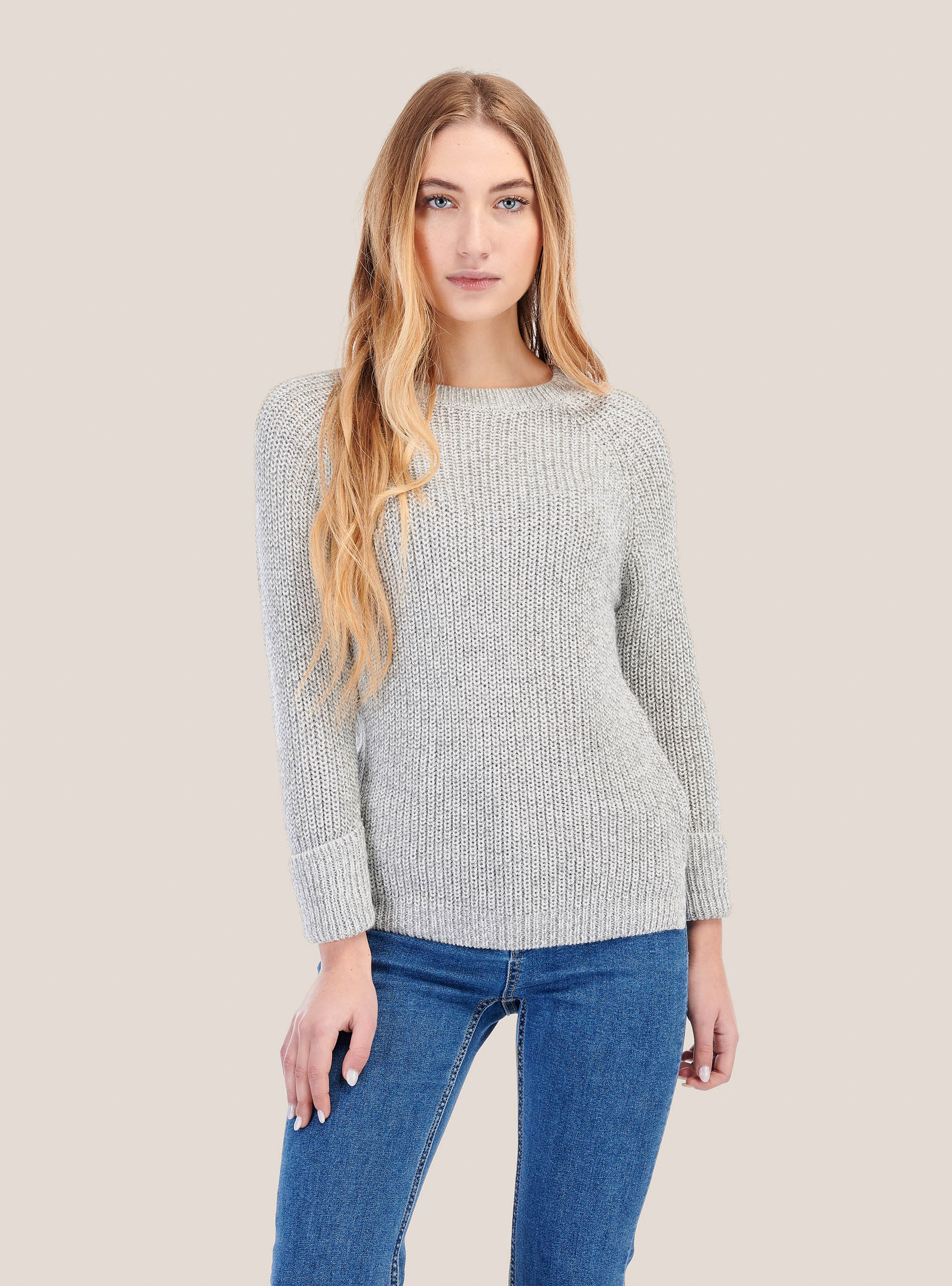 Round neck pullover with zip on the back, PEARL