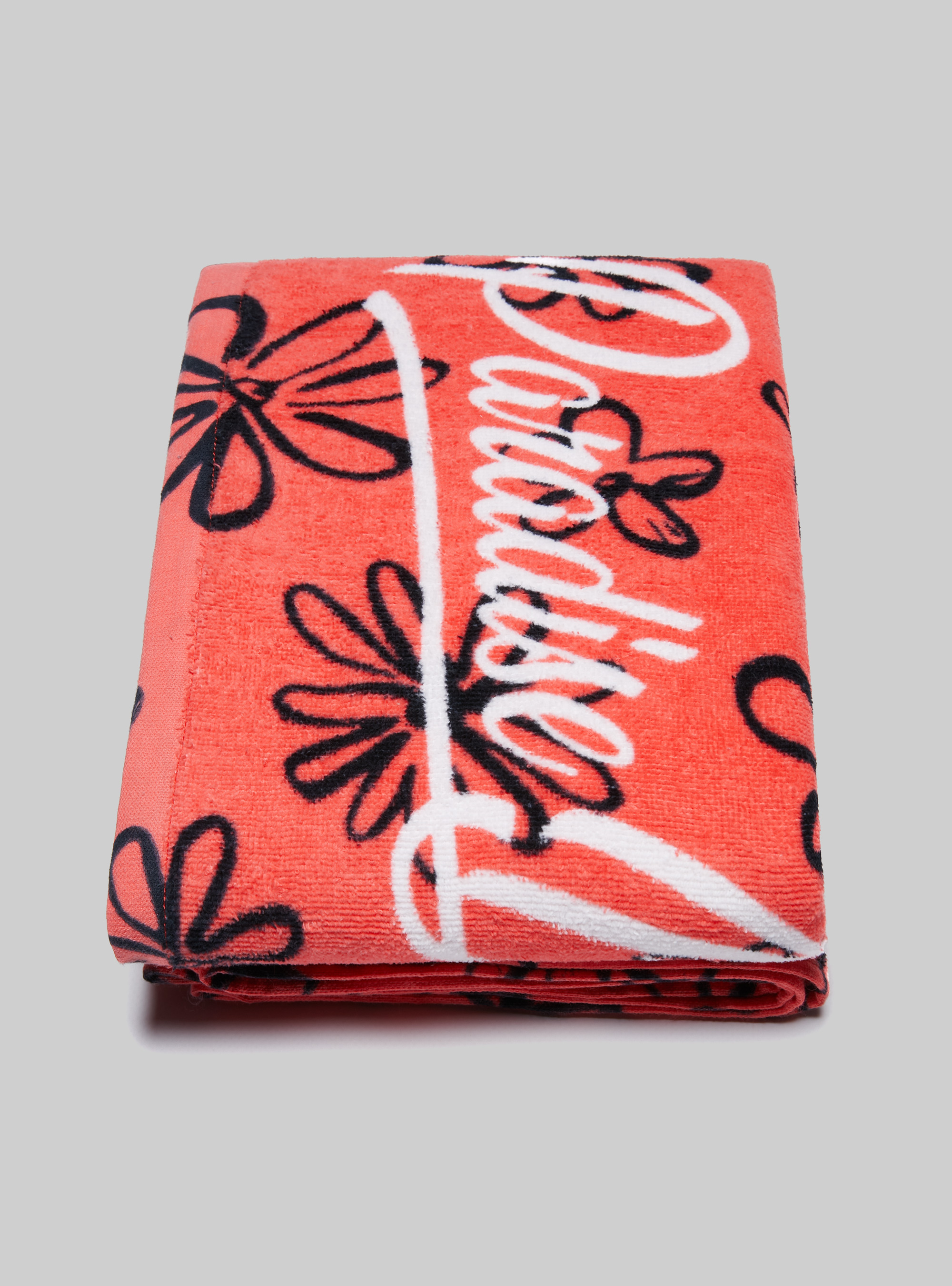 Telo mare in cotone con stampa, FLOWERS