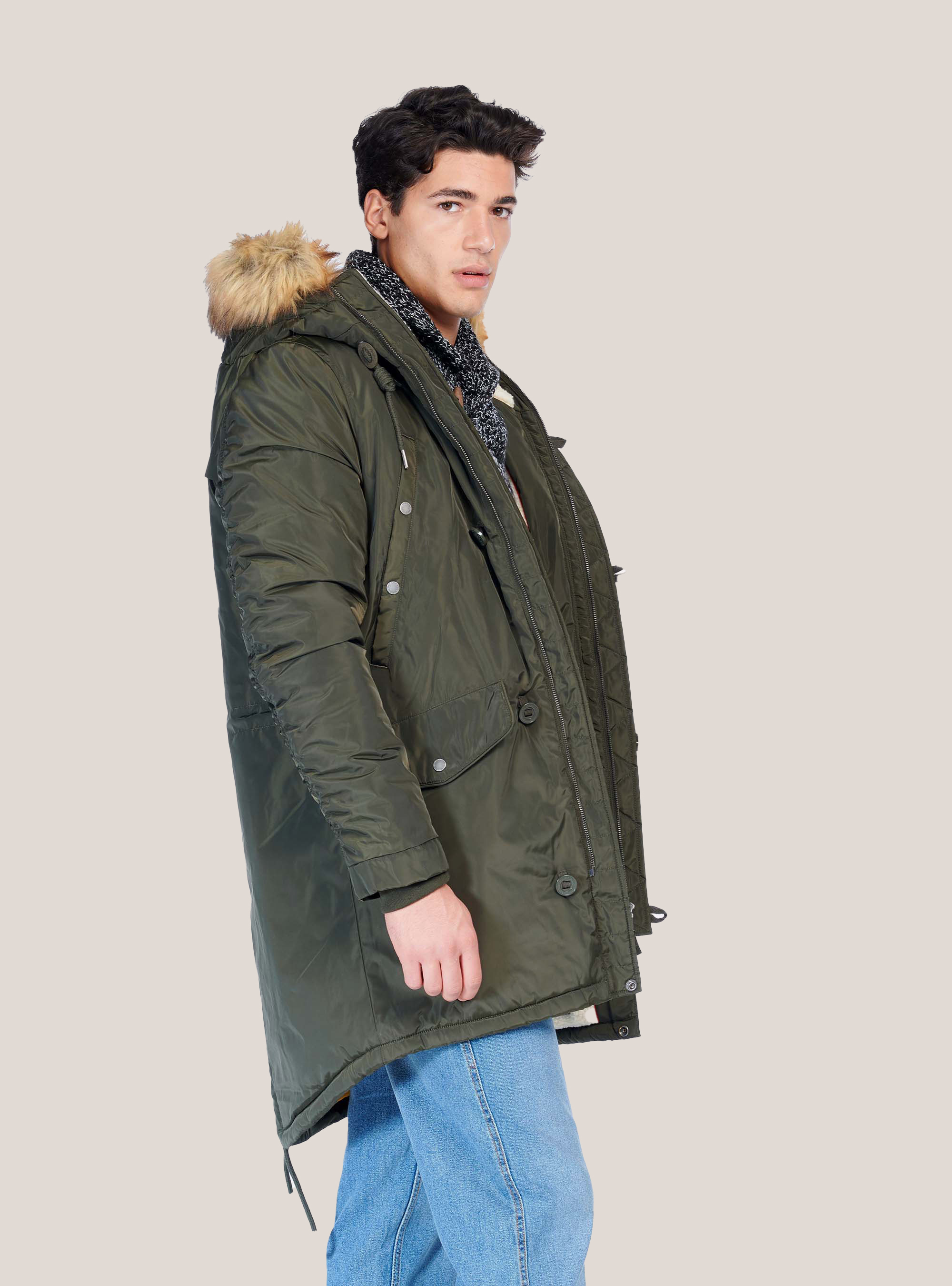 PARKA WITH ZIP ON SLEVEE, C615 KAKY