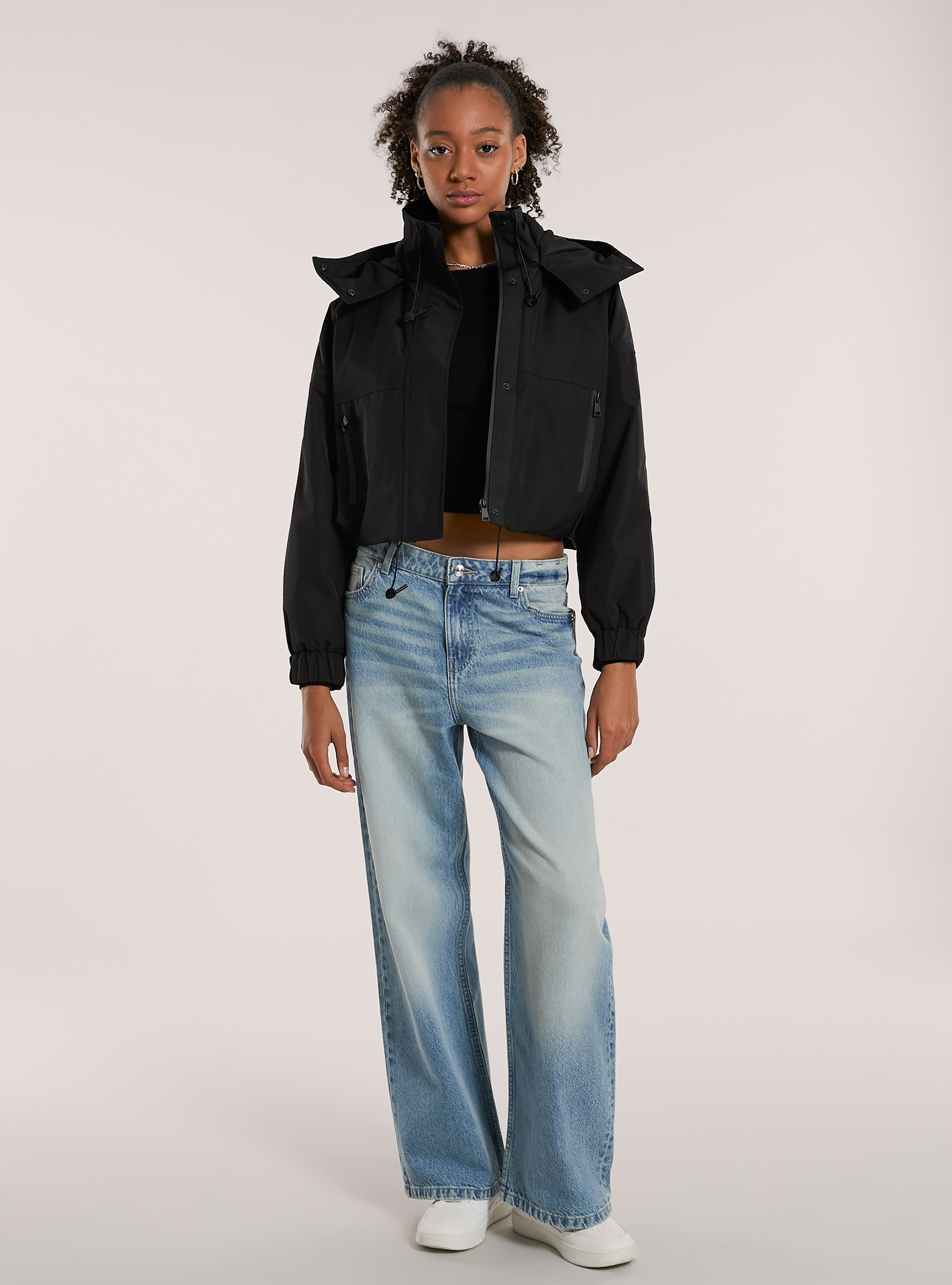 Lightweight cropped padded jacket, BK1 BLACK