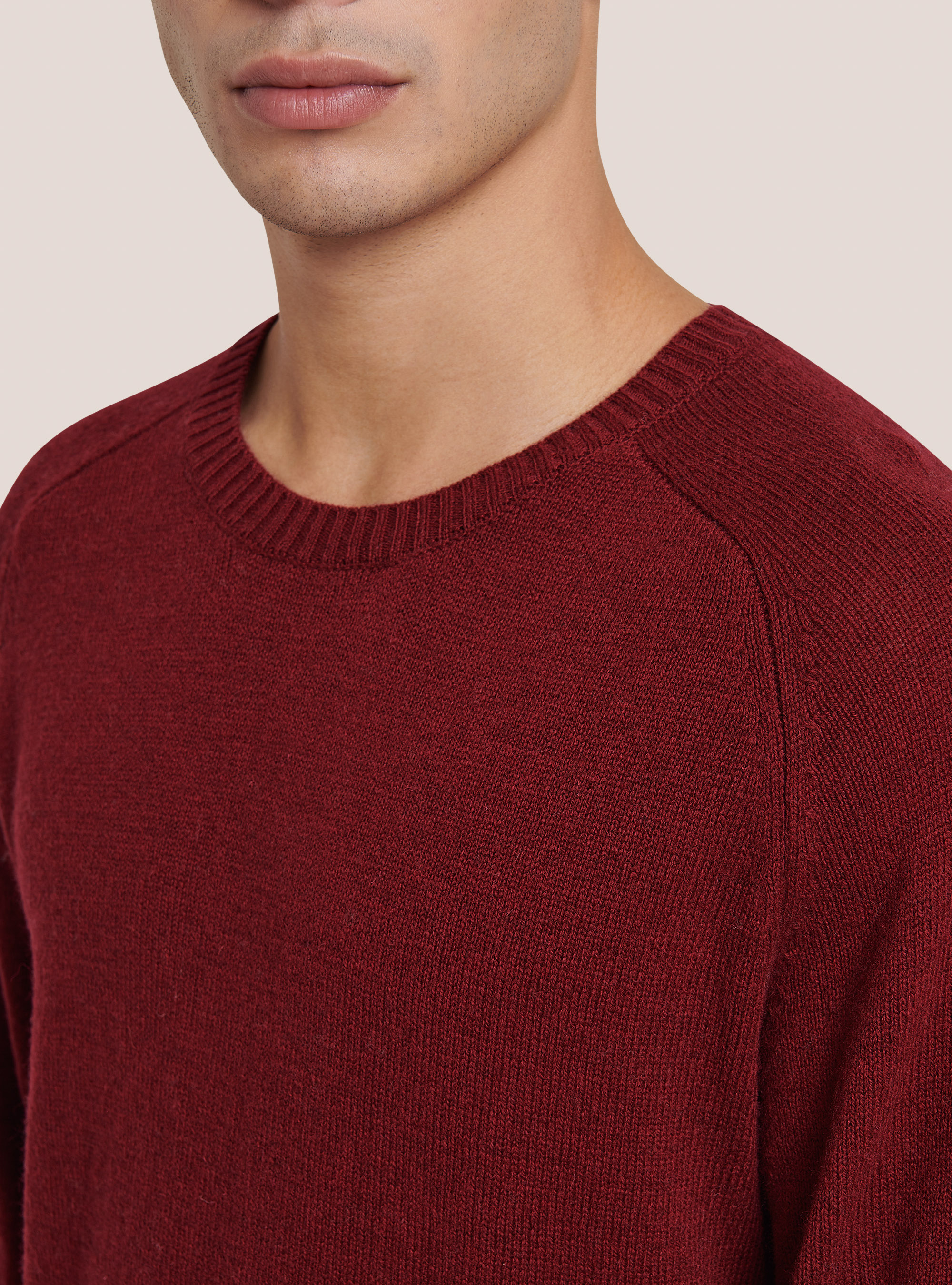 Wool blend crew-neck pullover, BORDEAUX