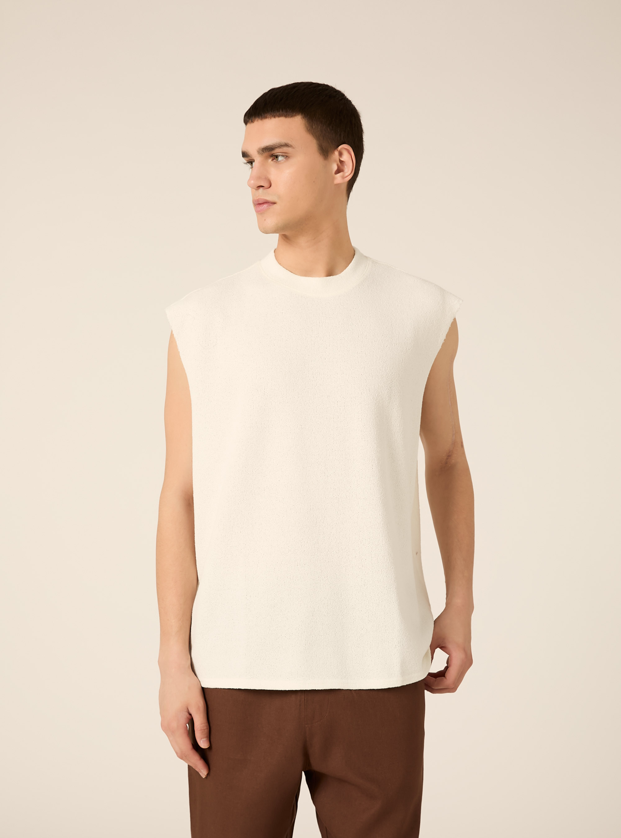 Canotta boxy fit  effetto maglia, WH1 OFF WHITE