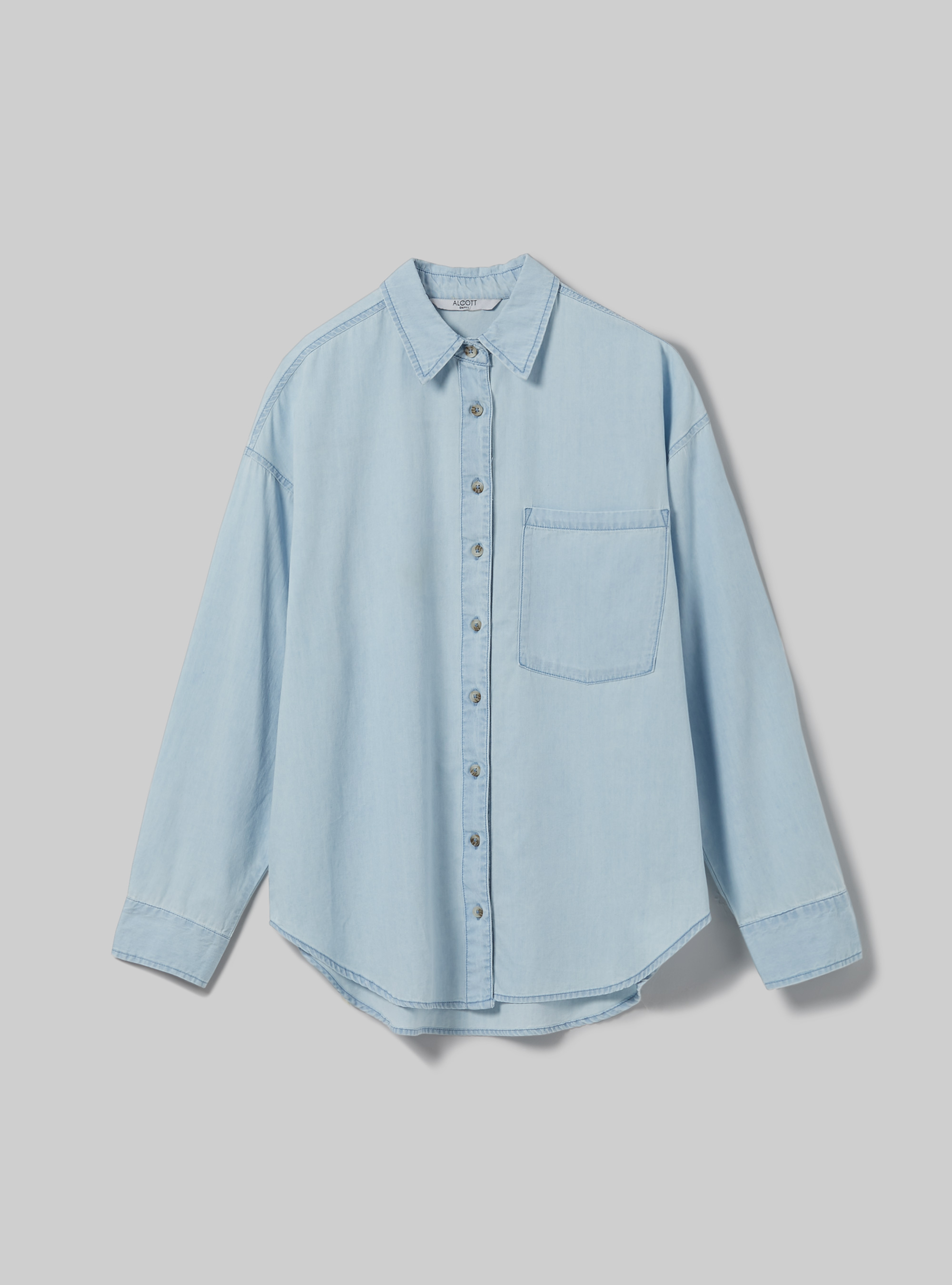 Camicia in denim oversize, D007 LIGHT AZURE