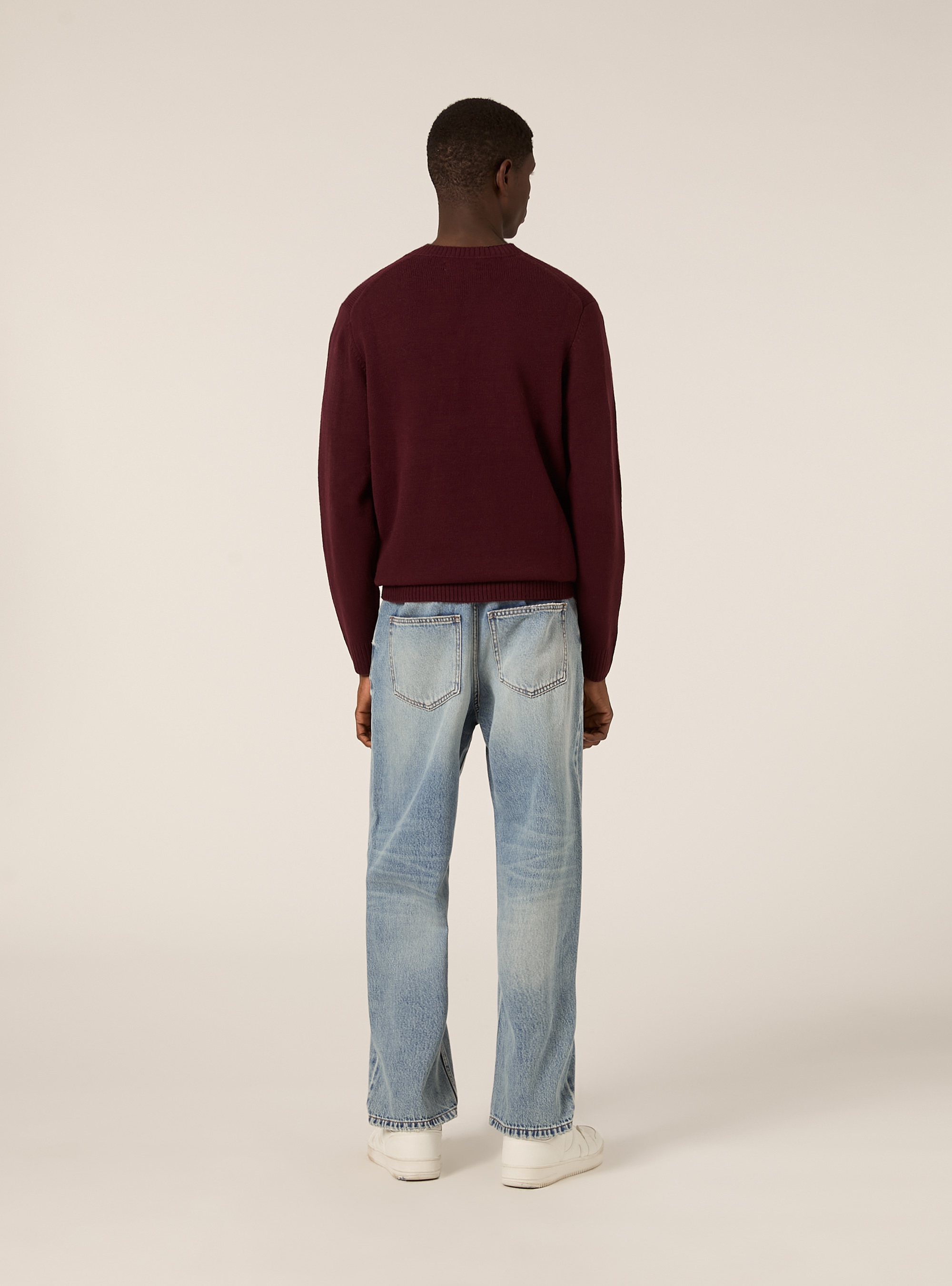 Maglione girocollo, BO1 BORDEAUX DARK