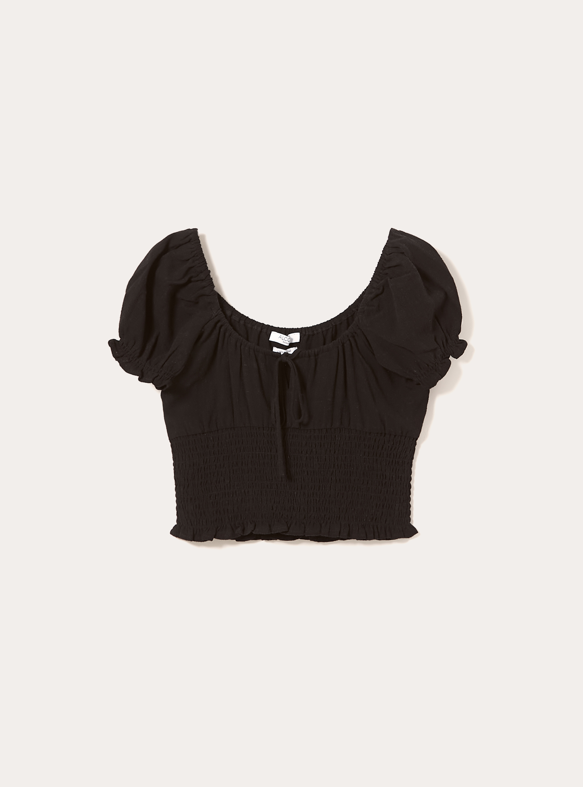 Blusa en mezcla de lino, BK1 BLACK