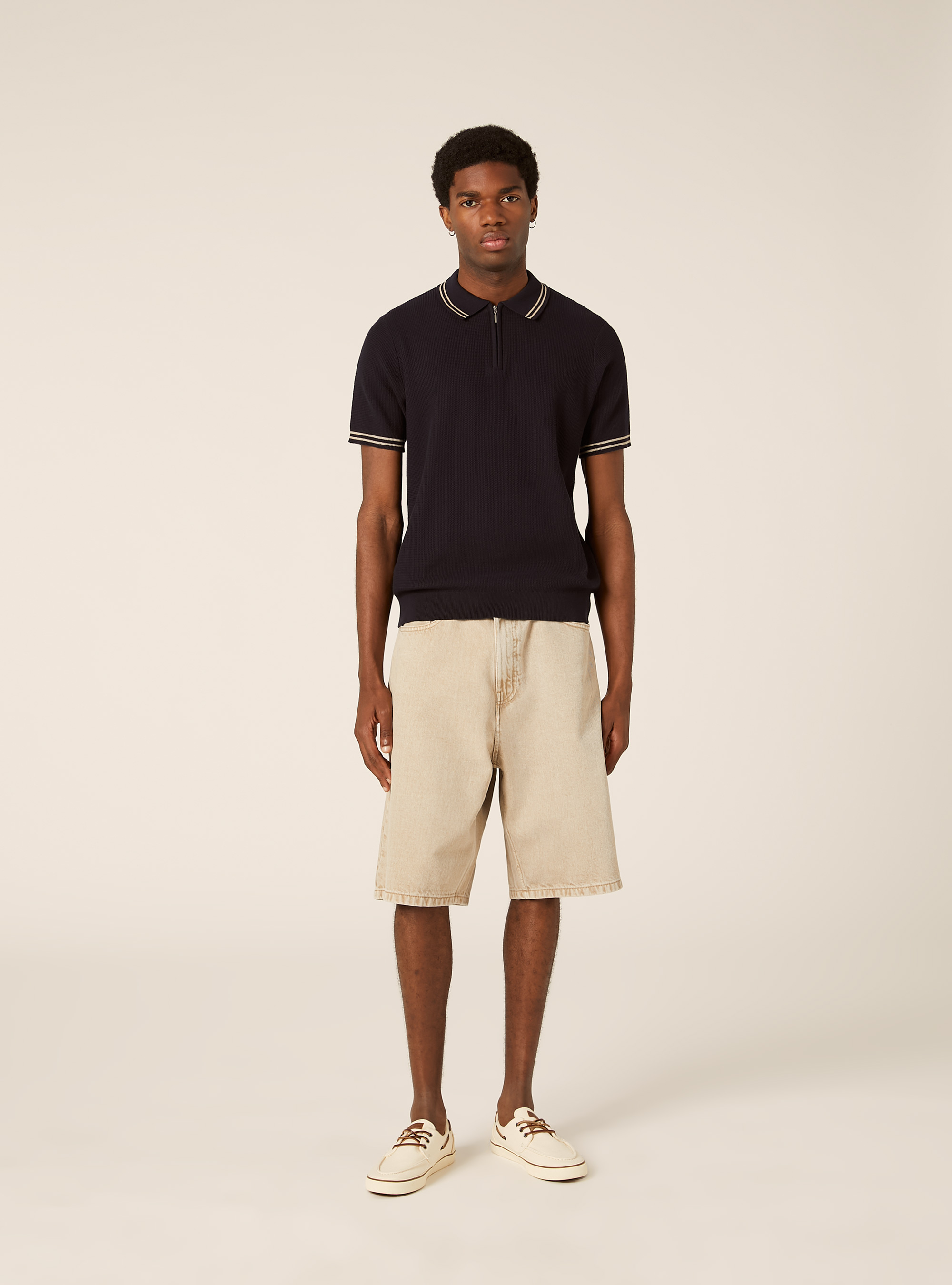 Polo de punto con media cremallera, NA1 NAVY DARK
