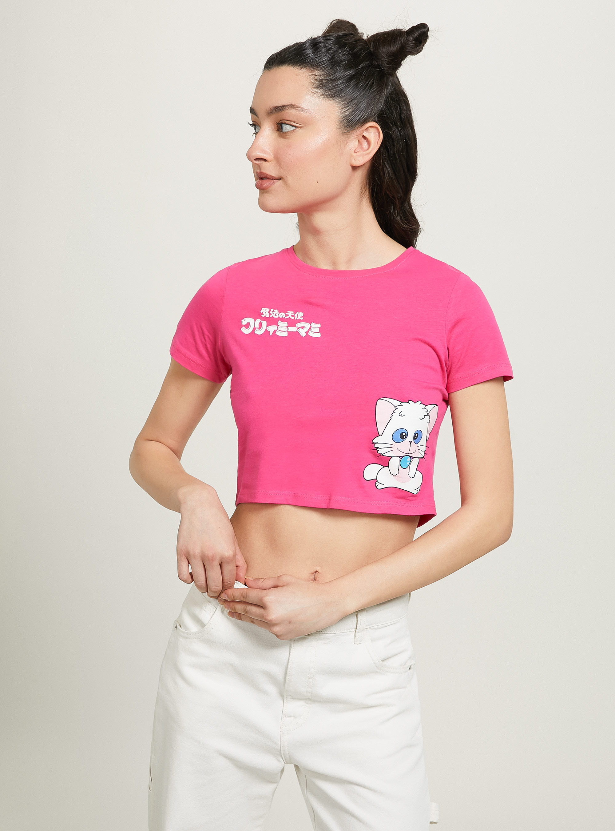 Creamy / Alcott cropped t-shirt, FX2 FUXIA MEDIUM