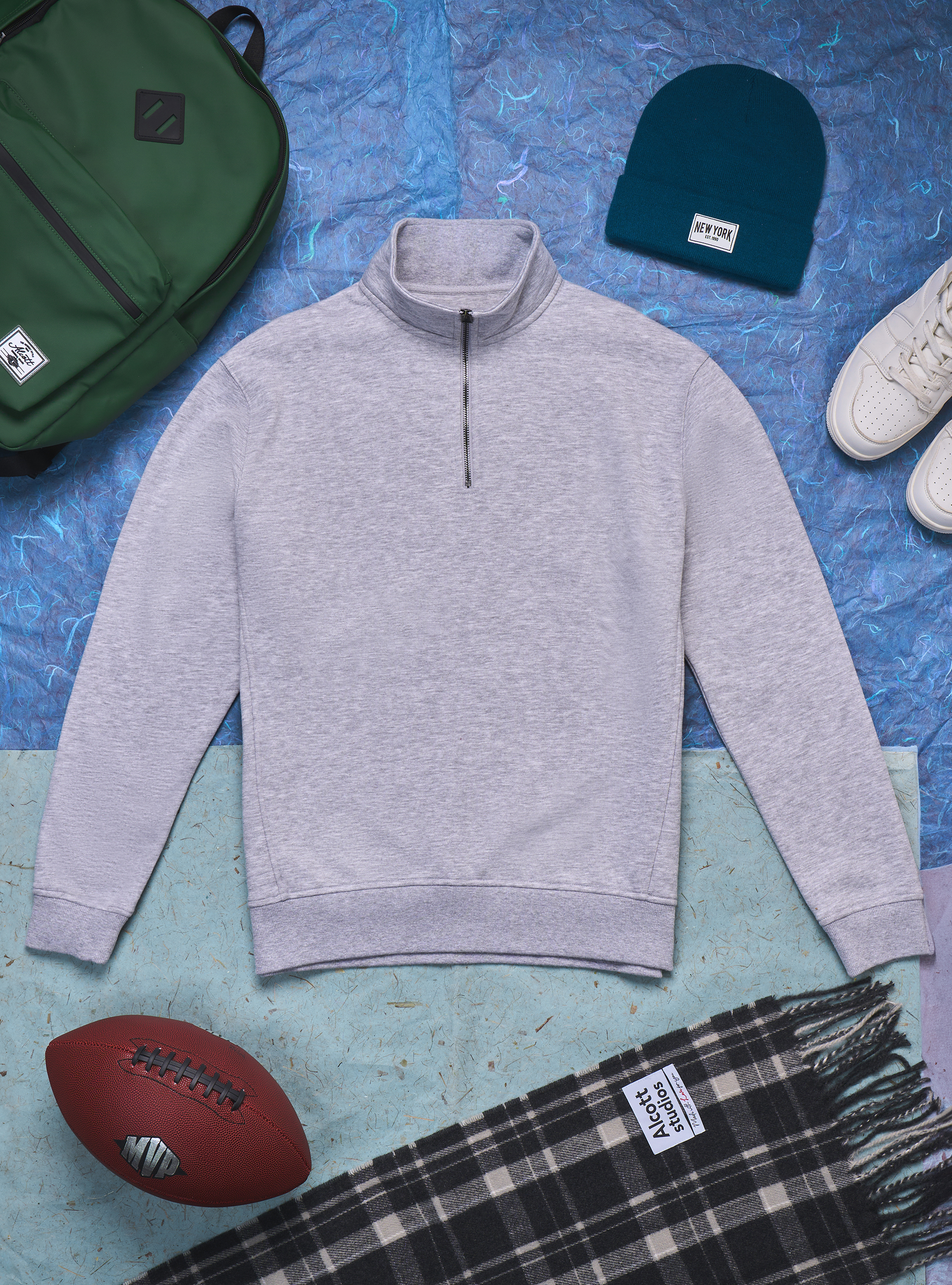 Plain half zip pullover top