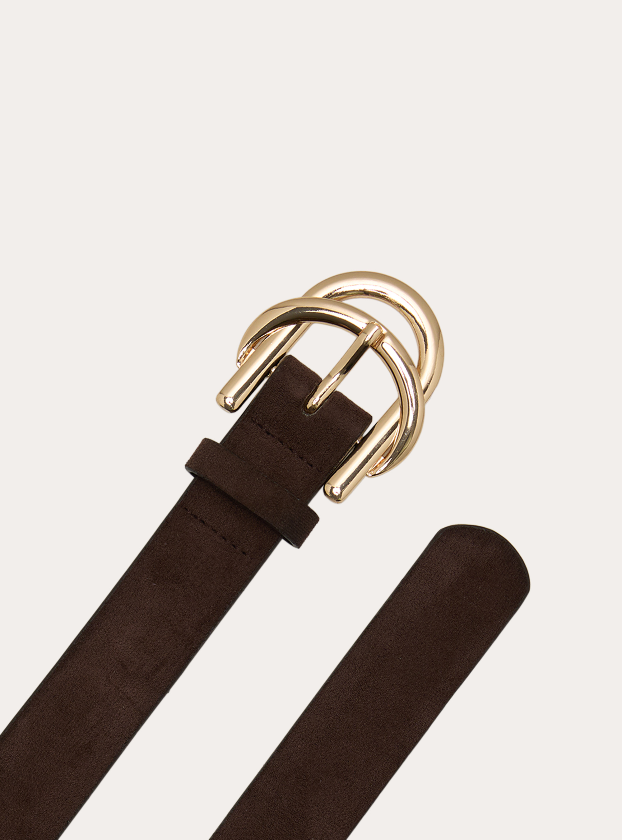 Ceinture avec boucle formulee e passant metallique, BR1 BROWN DARK