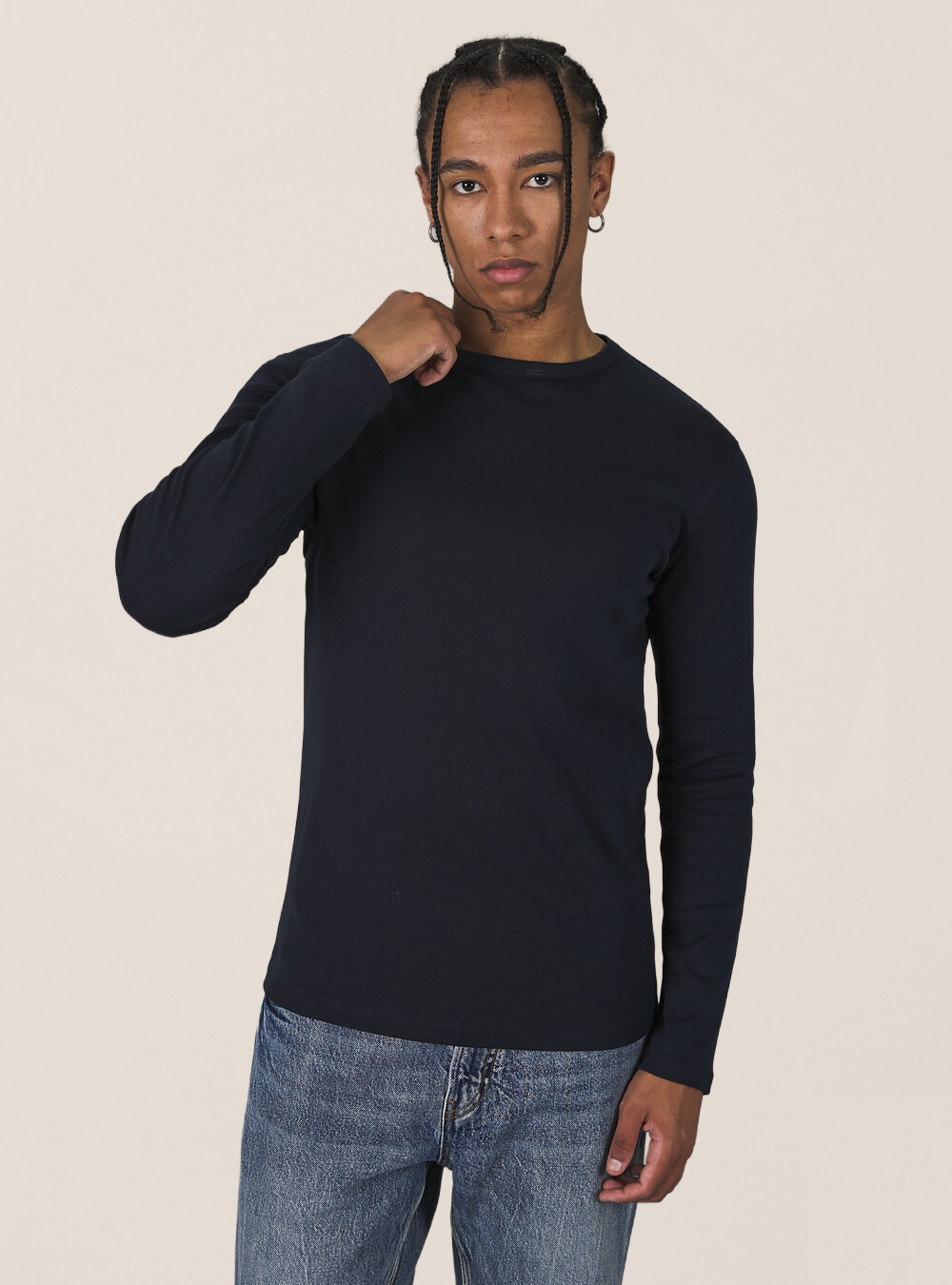 Maglietta a maniche lunghe in cotone, NA1 NAVY DARK