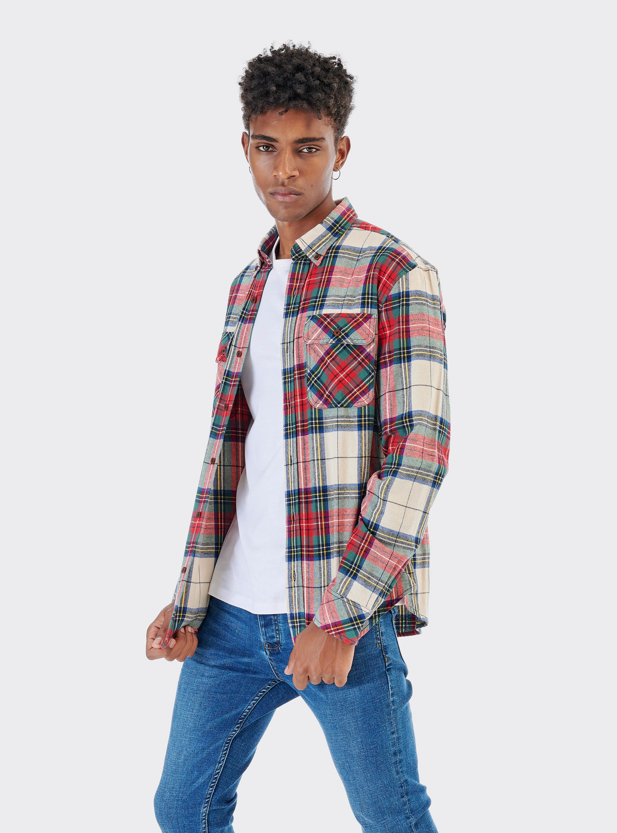 Karohemd aus nachhaltiger Baumwolle, C085 WHITE