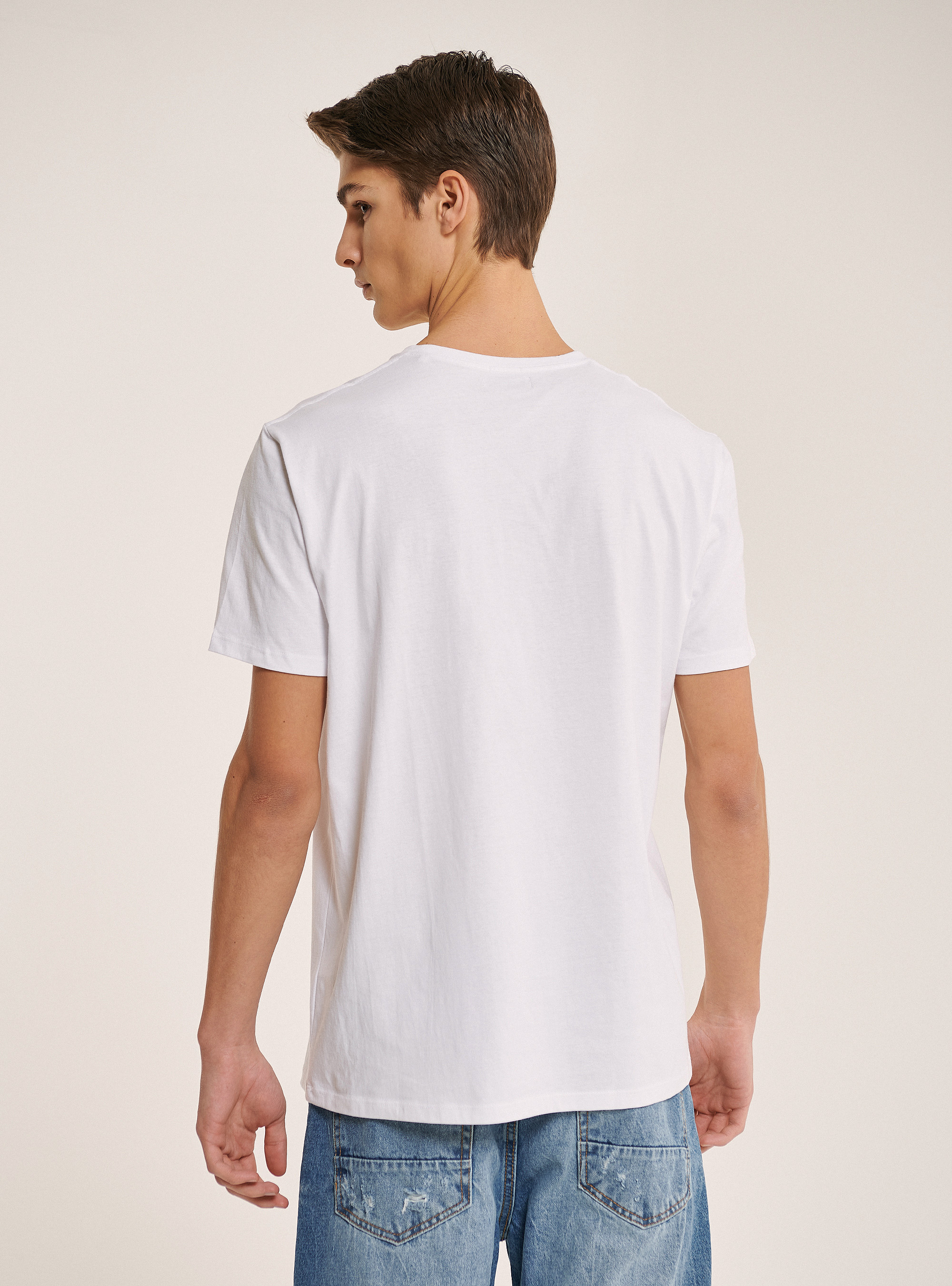 Cotton basic T-shirt, WHITE
