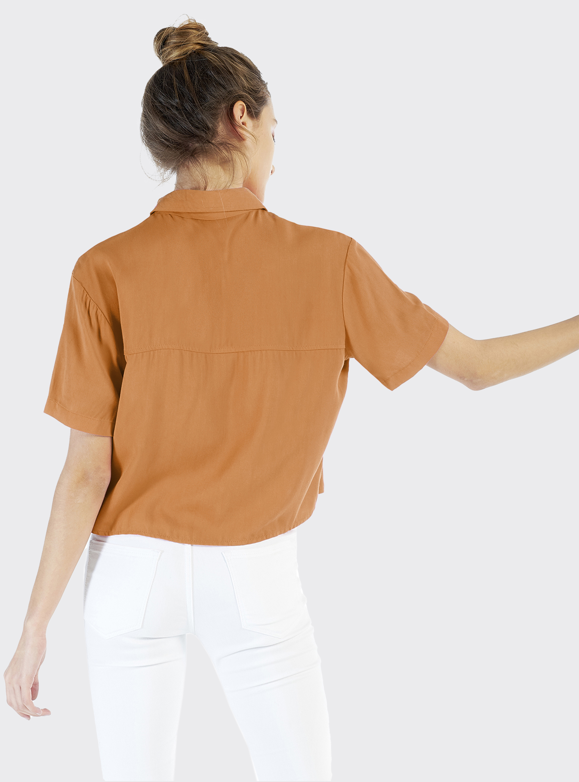 Camicia corta oversize fit, C5527 CAMEL