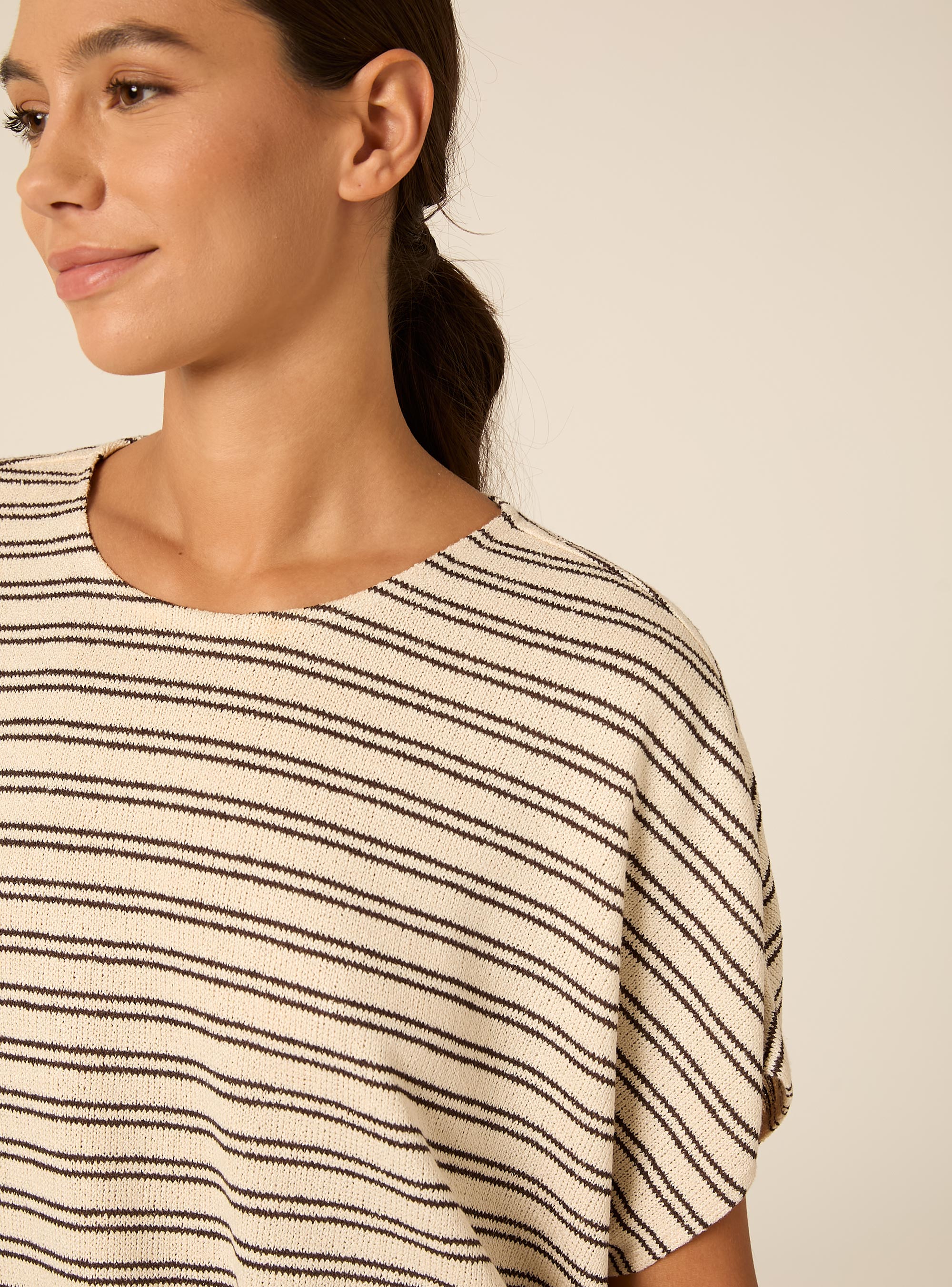 Oversized kurzarm shirt mit crinkle struktur, STRIPES