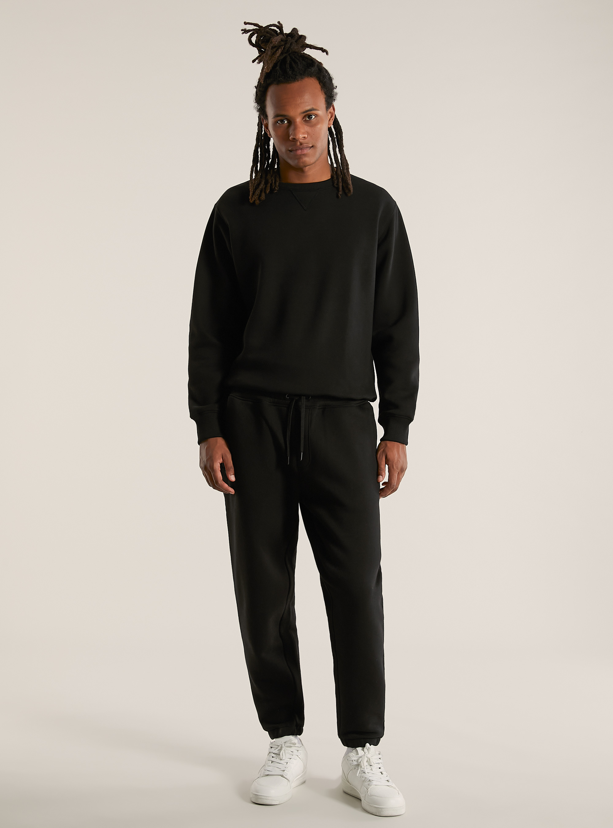 Pantalon jogger en peluche, BK1 BLACK