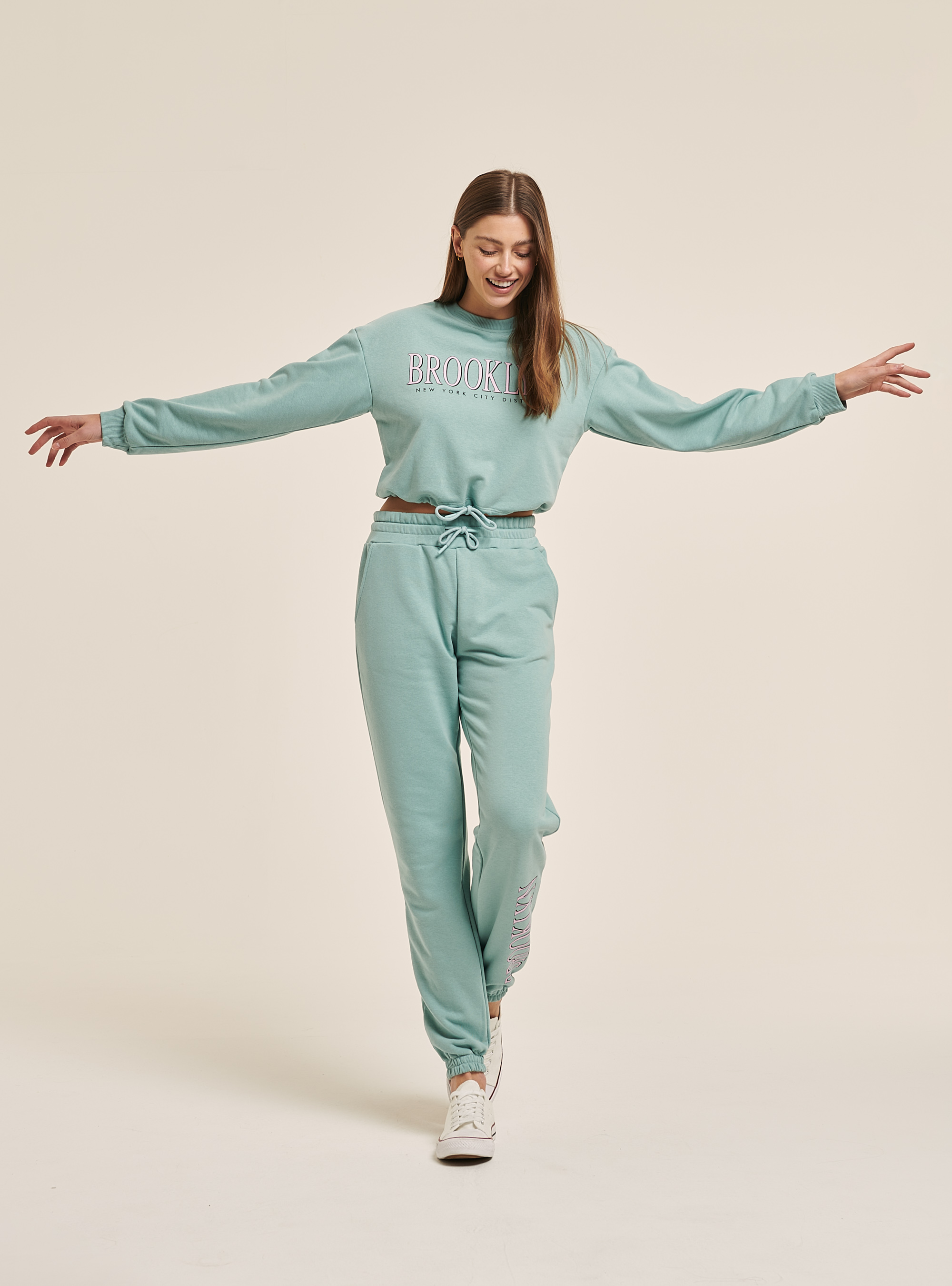 Jogger College mit Lettering Print, C6699 GREEN