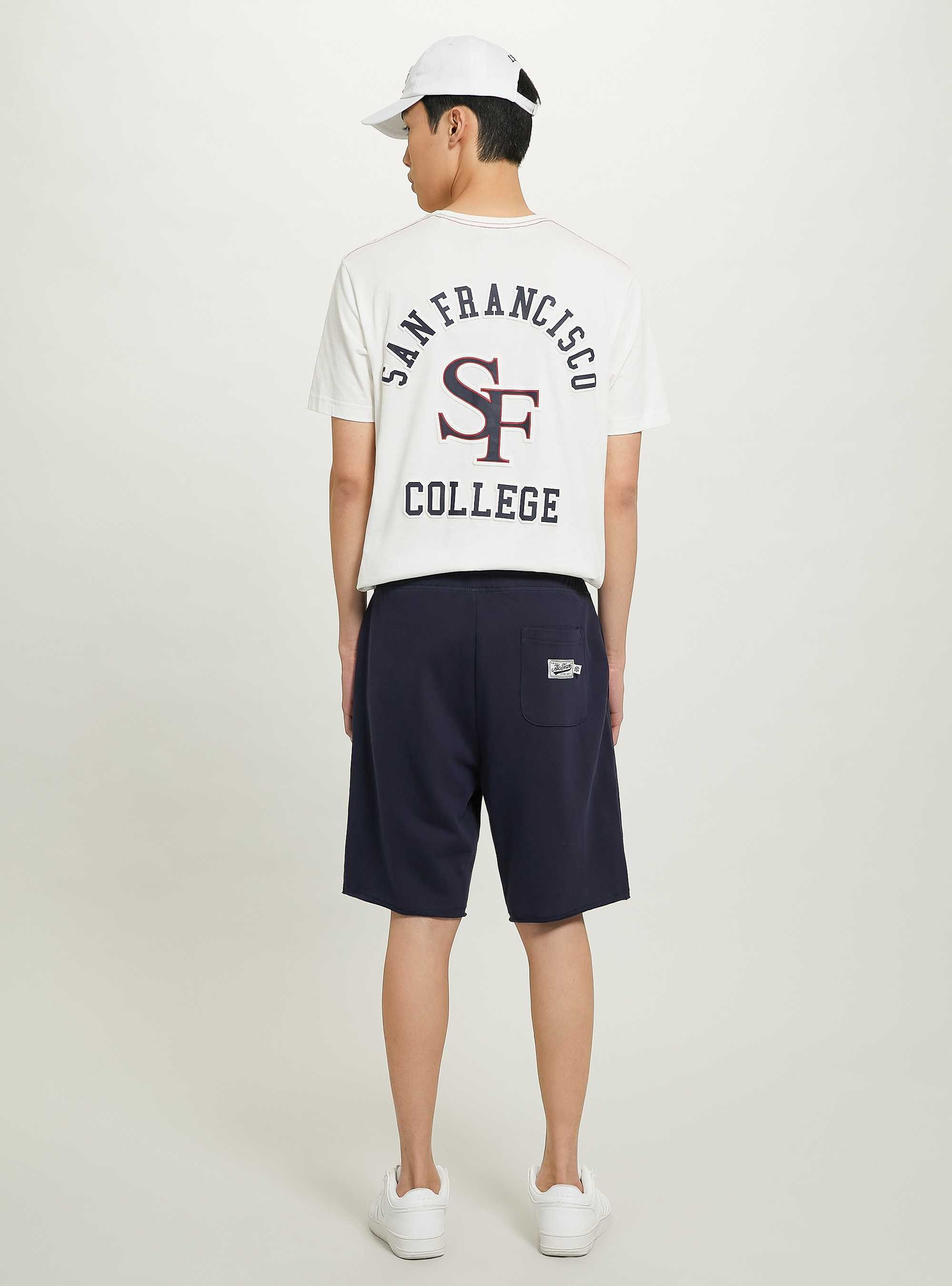 Bermuda de felpa con parche, C2306 BLU