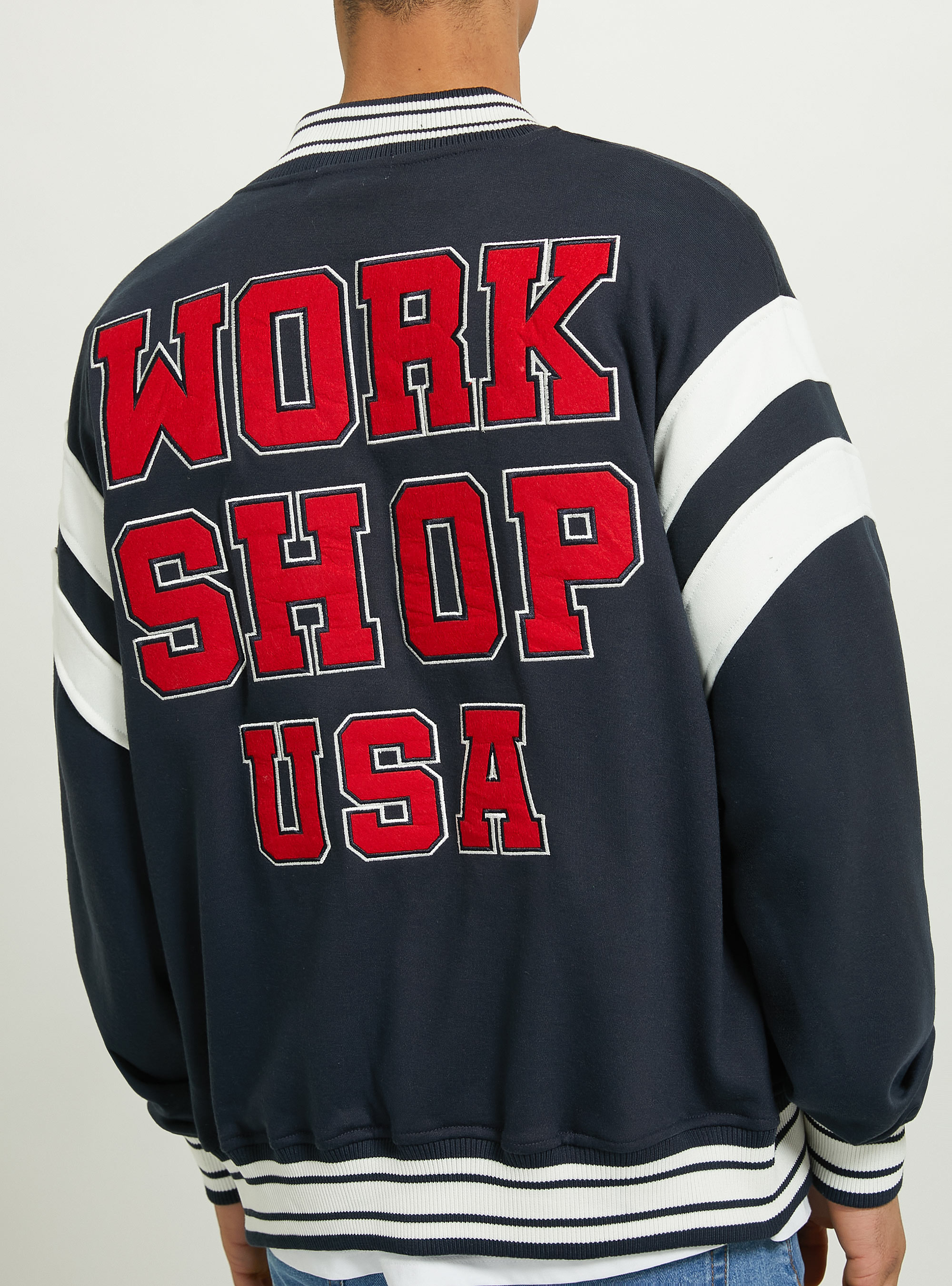 Blouson bombardier &agrave; imprim&eacute; de l'universite, NA1 NAVY DARK