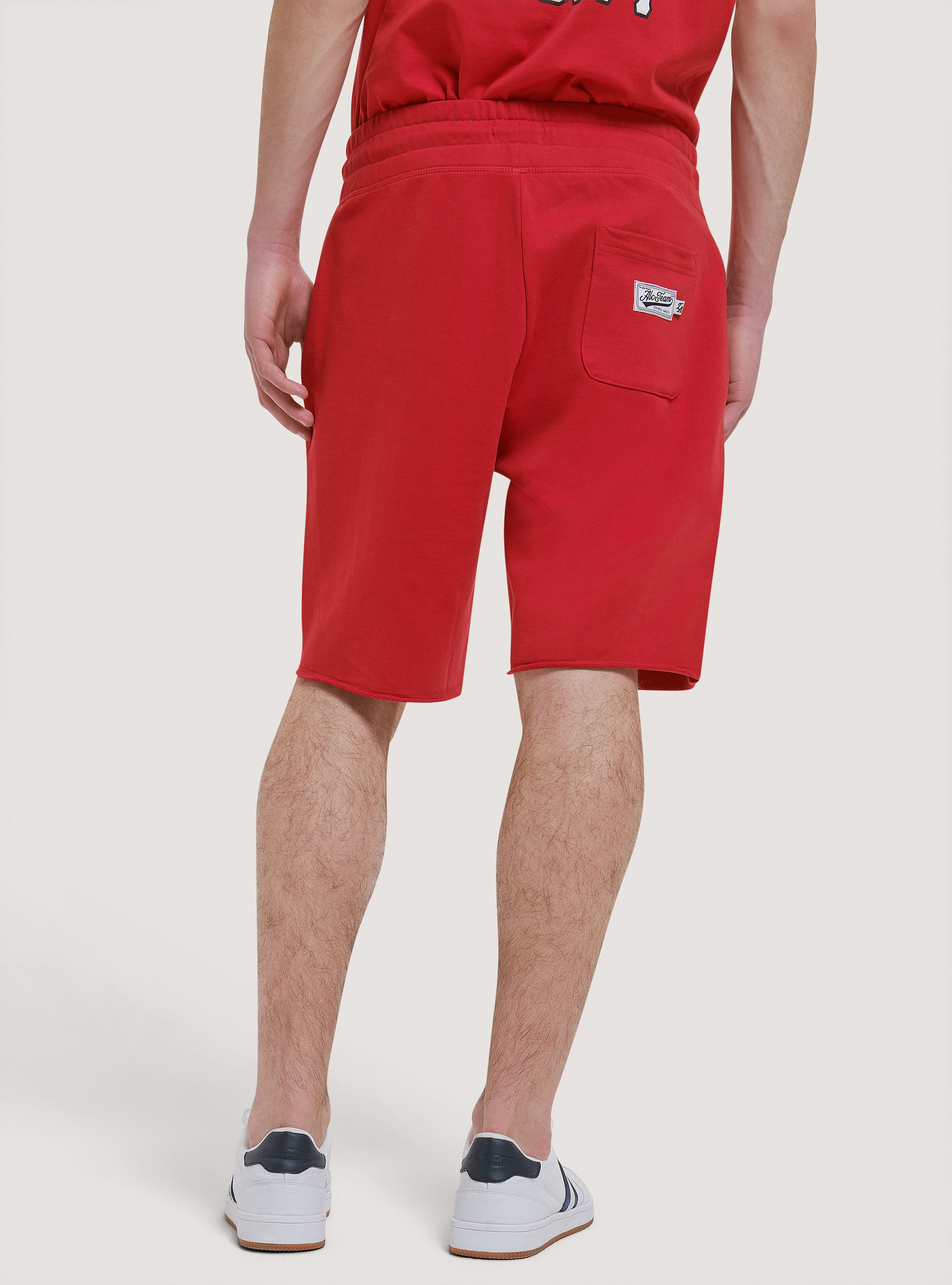 Plush jogger bermuda with patch, C3376 RED